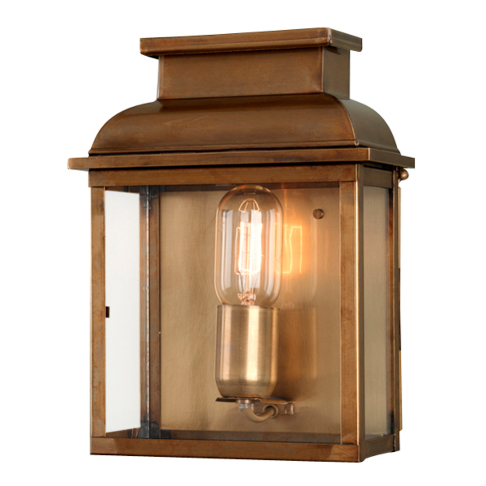 Handcrafted outdoor wall lamp Old Bailey, brass