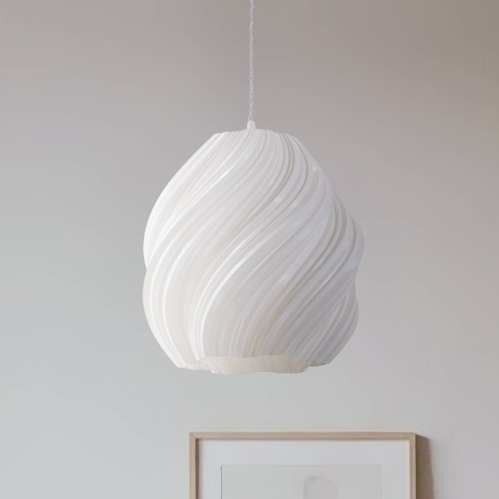 Lindby Pendelleuchte Nuvia, Ø 30 cm, weiß, 3D Druck günstig online kaufen