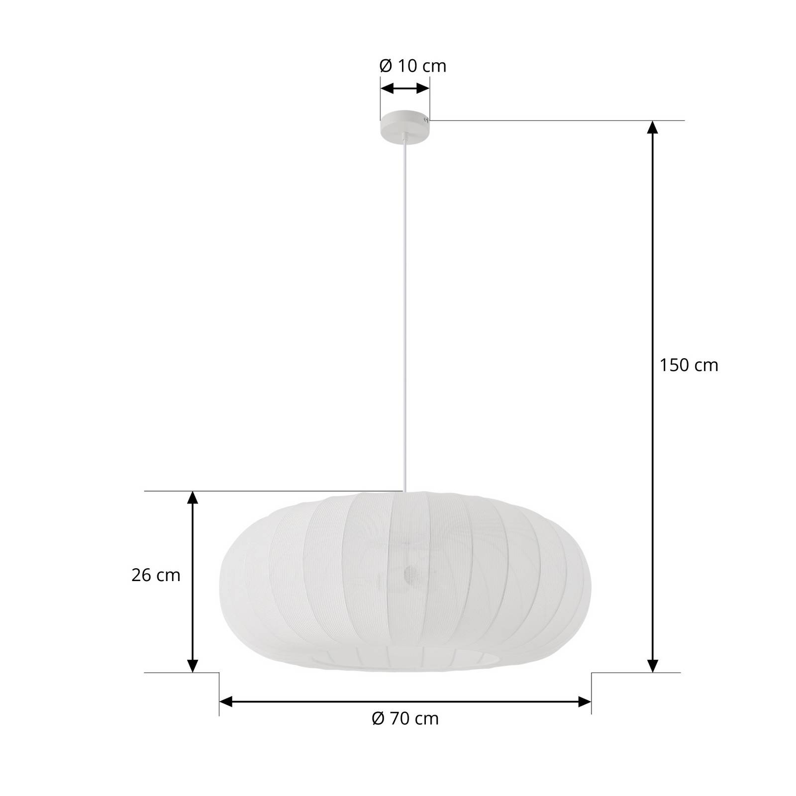 Lindby Hängeleuchte Helin, weiß, Ø 70 cm, Textil, 3 x E27 günstig online kaufen