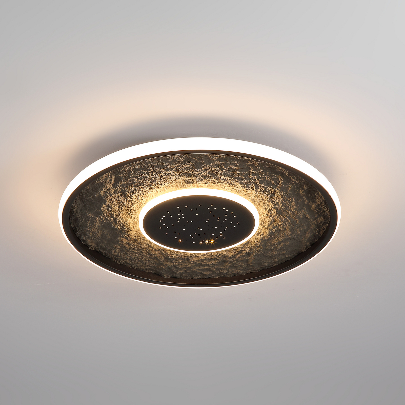 LED-Deckenlampe Lumadisc, Sternen-Effekt, schwarz, Ø 41 cm