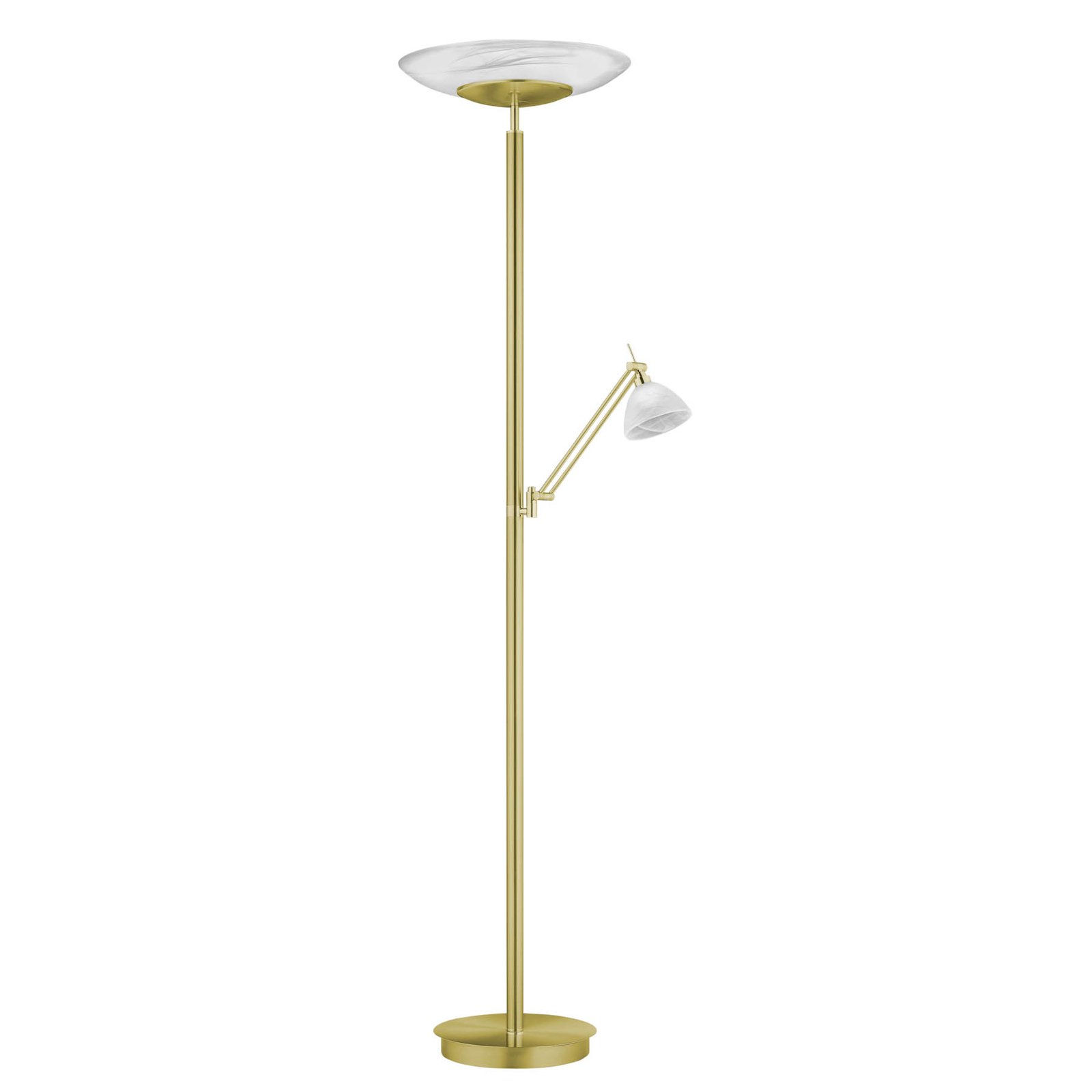 Findus LED floor lamp, 2-bulb, brass