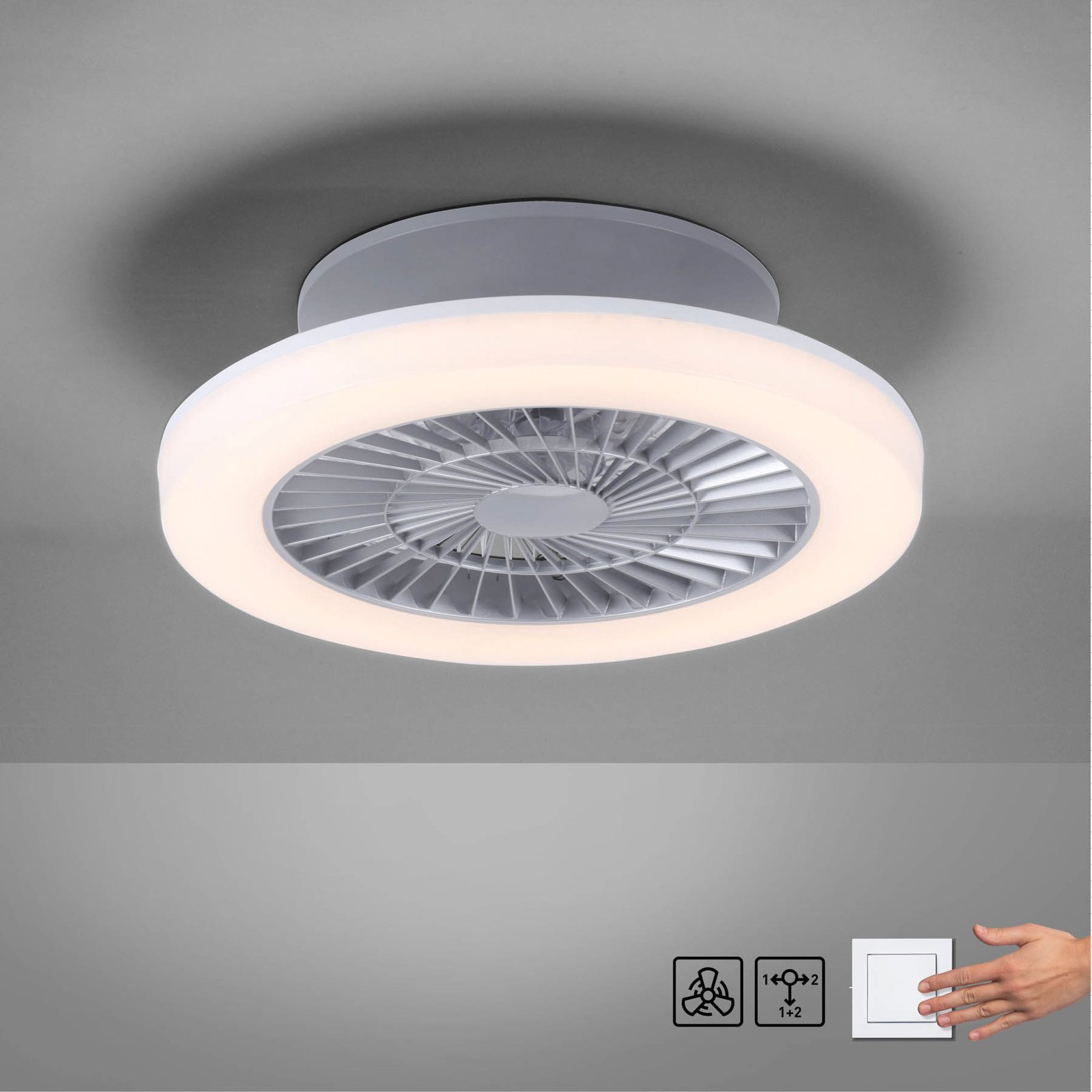 Leonard LED ceiling fan Ø 50 cm, series switch