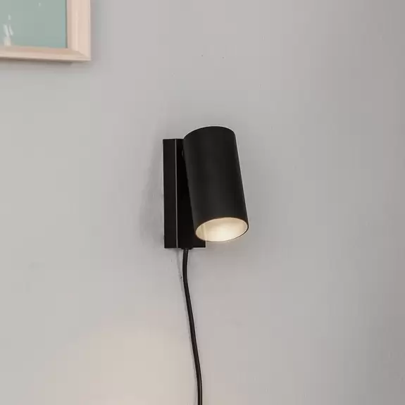 Lampenwelt Wandstrahler Mono I mit Stecker schwarz