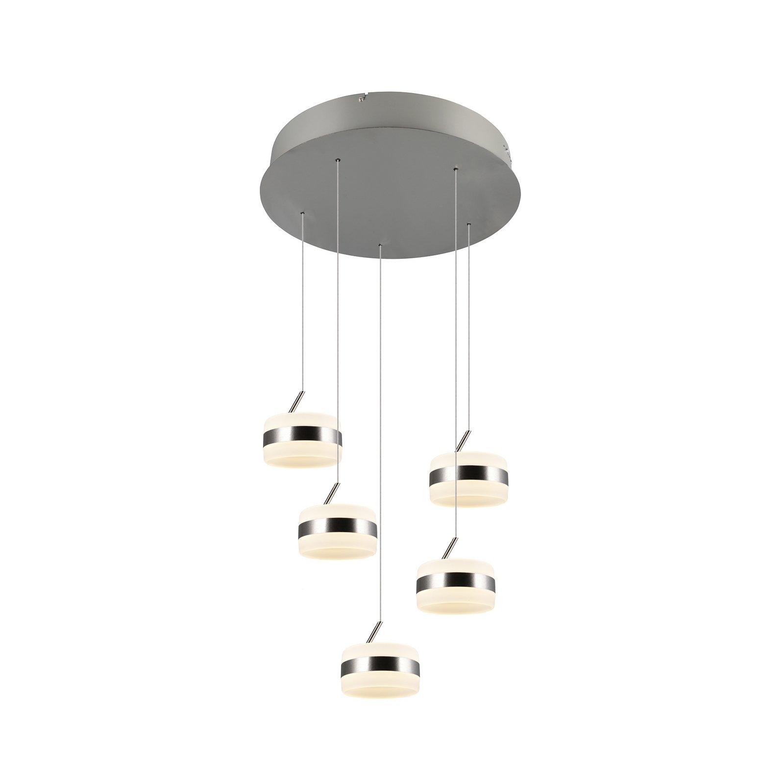 LED pakabinama lempa „Dios“, nikelio spalvos, Ø 45 cm, CCT, 5 lemputės. LED pakabinama lempa „Dios“, nikelio spalvos, Ø 45 cm, CCT, 5 lemputės.