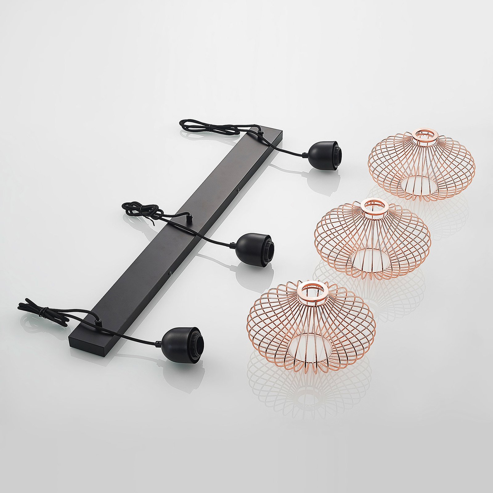 Justinos 3 Pendelleuchte Black/Copper - Lindby