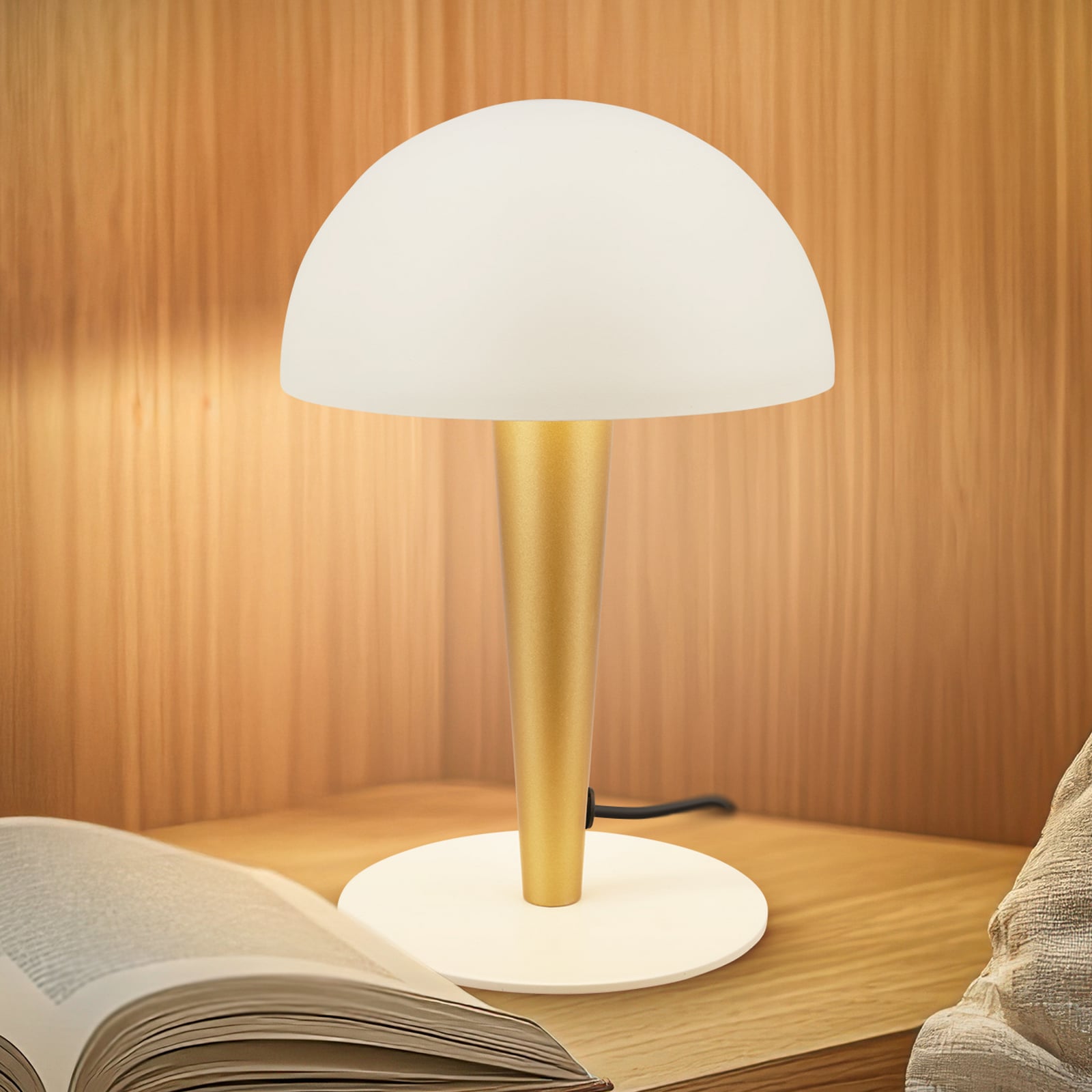Lampe à poser Wanda, laiton/blanc vieilli, E14, hauteur 23 cm, métal
