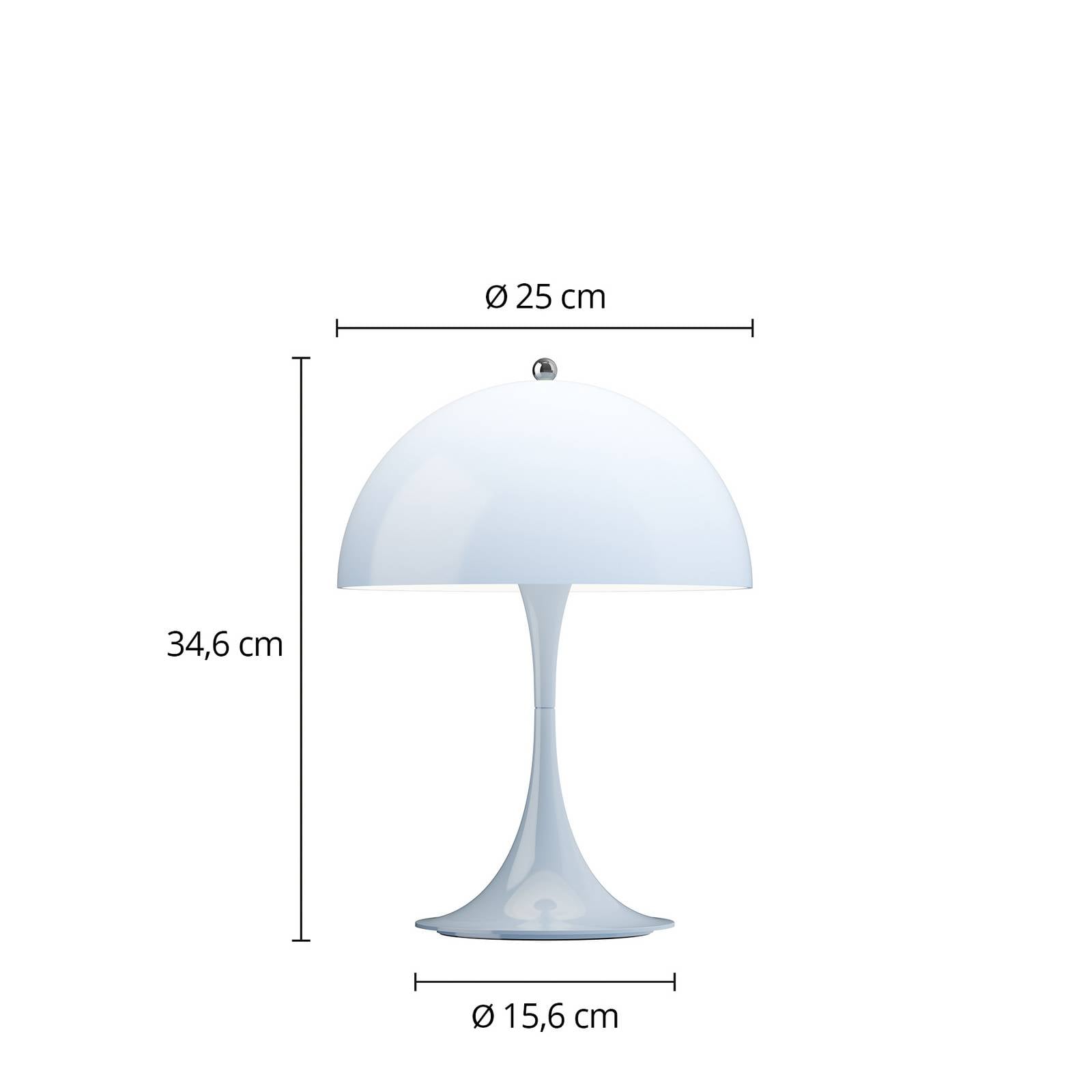 E-shop Louis Poulsen Akumulátorová lampa Panthella PORTABLE 250 svetlo modrá IP44