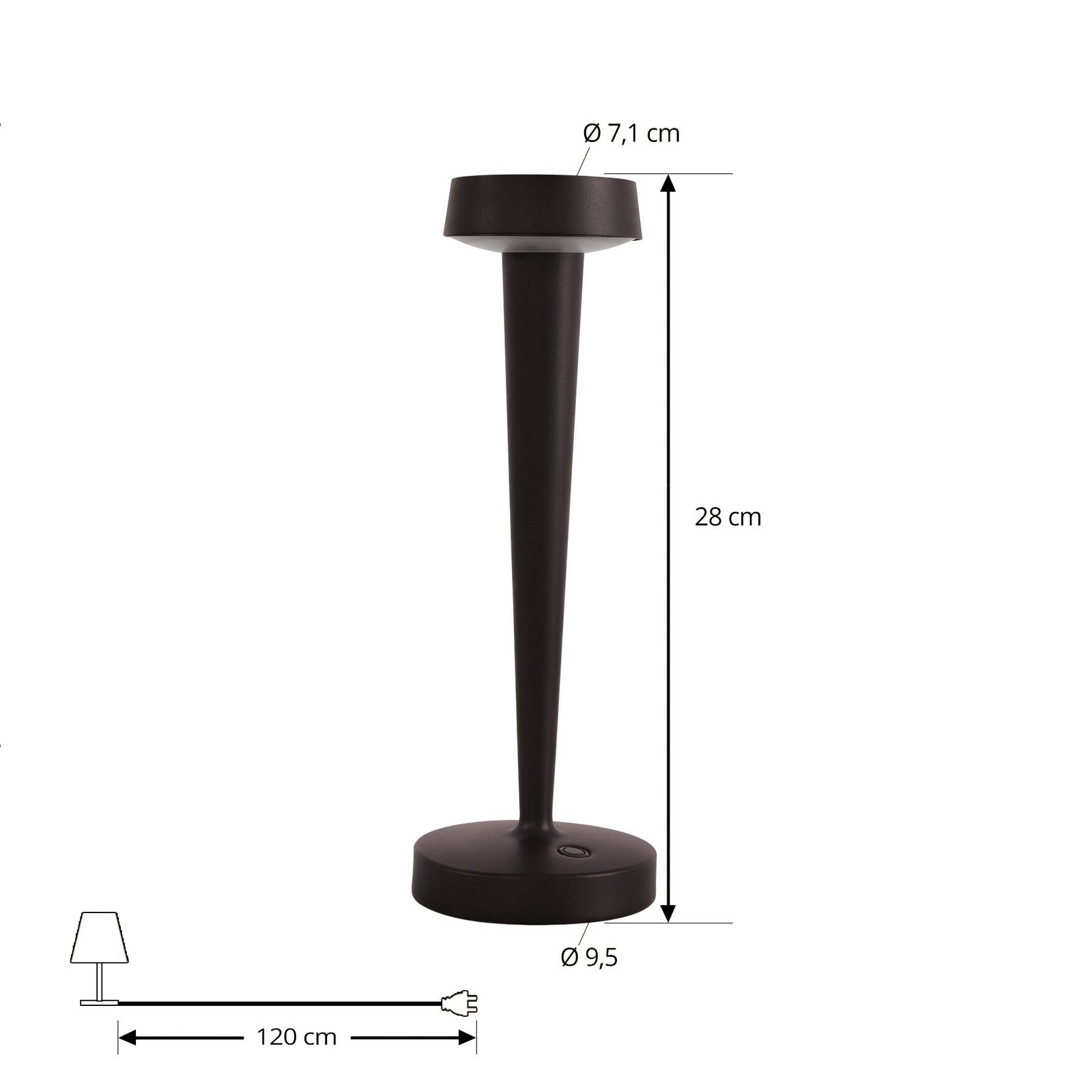Lucande LED-akku-kynttilänjalka Lea, maljakko, tummanruskea, 28 cm