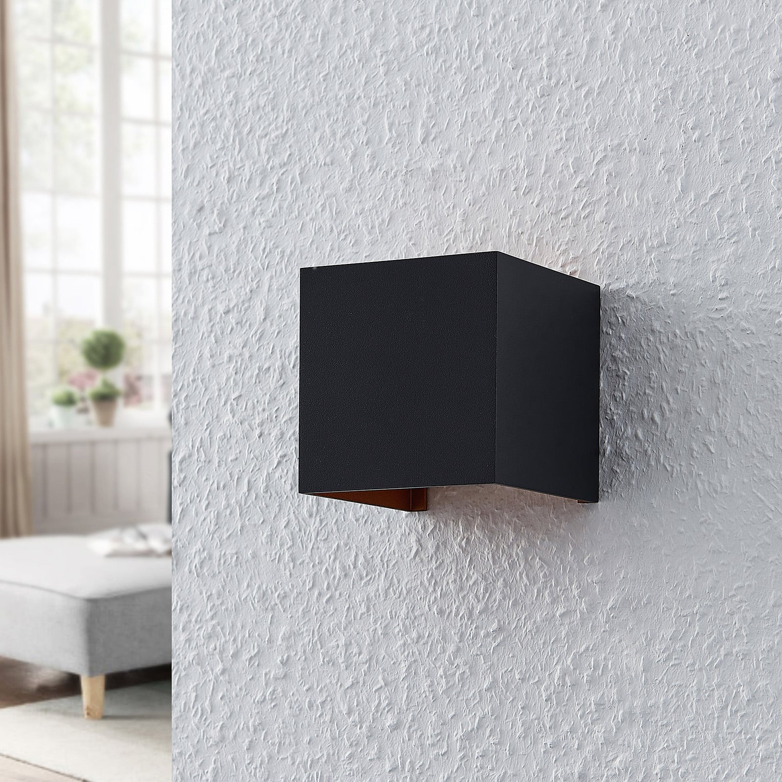 ELC Jördis vägglampa, G9, kantig, svart