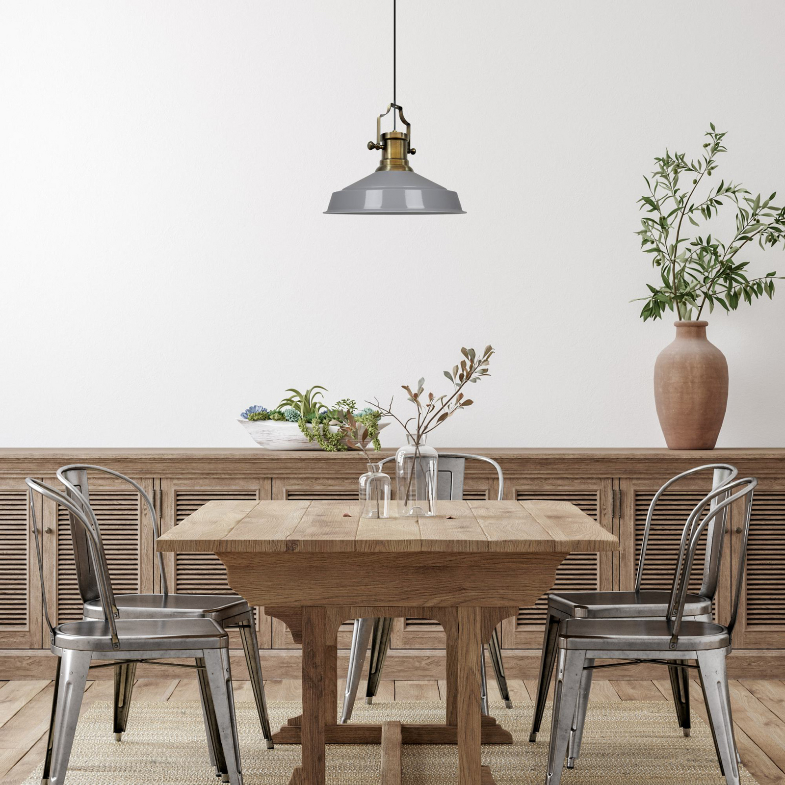 Suspension Augusta, gris, Ø 40 cm, métal Suspension Augusta, gris, Ø 40 cm, métal