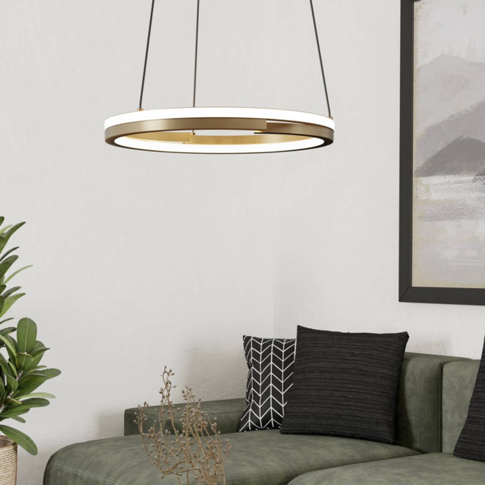EGLO LED hanglamp MEZZOMONTE, brons, Ø 48 cm, CCT