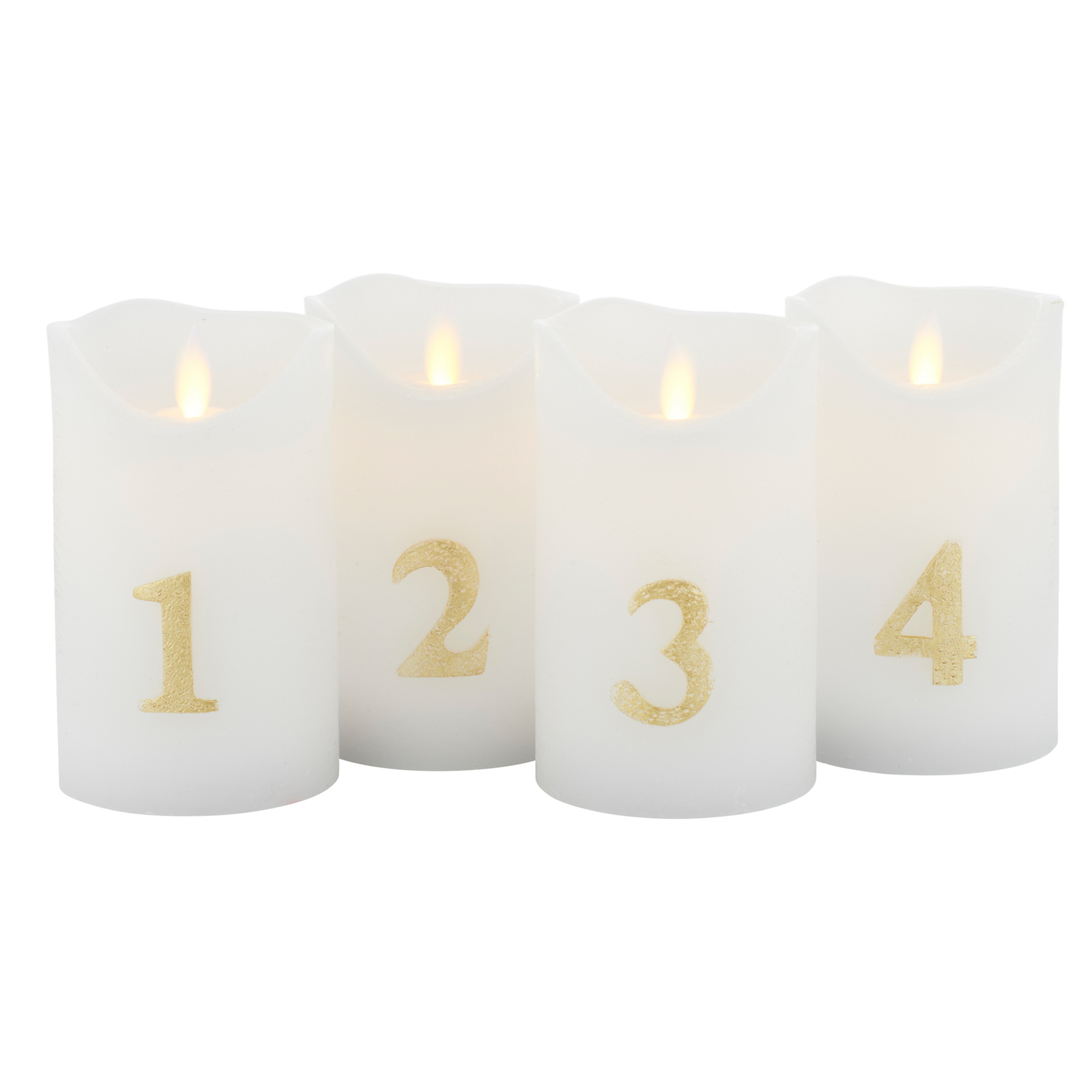 Bougie LED Sara Advent 4er hauteur 12,5cm blanc/or