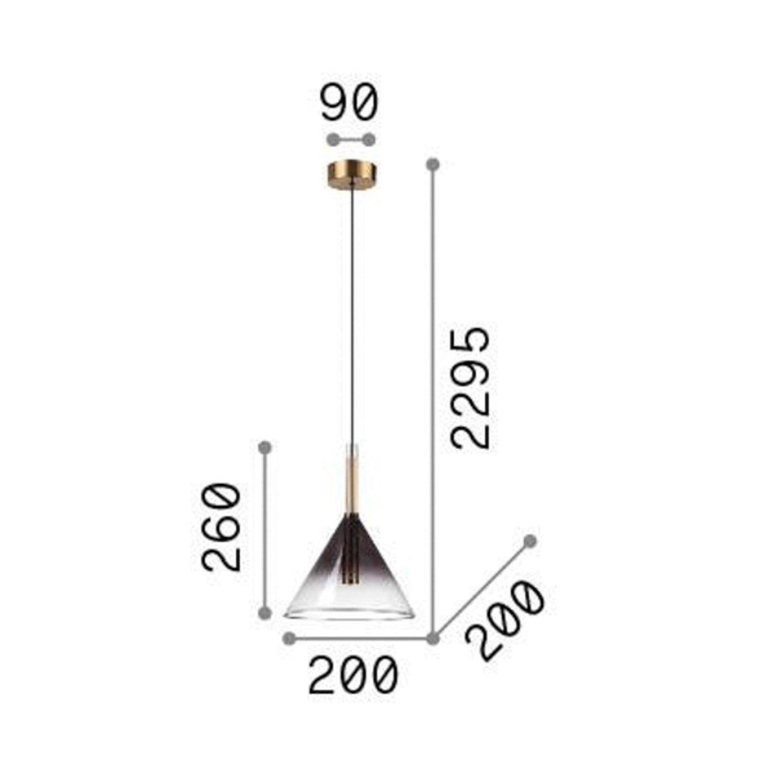 Ideal Lux Empire Cono viseča svetilka, prozorno/dimno sivo steklo