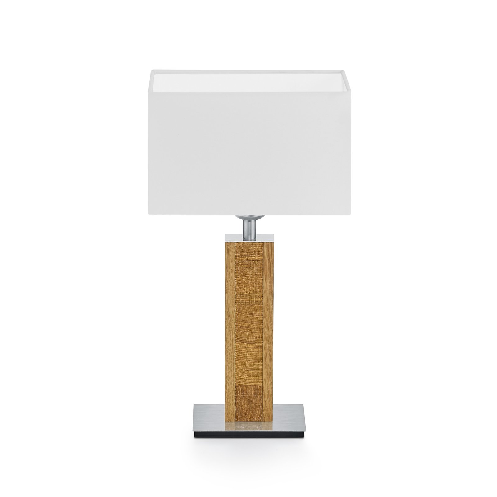 HerzBlut table lamp Karl K, angular, wood, white, 44 cm, E27