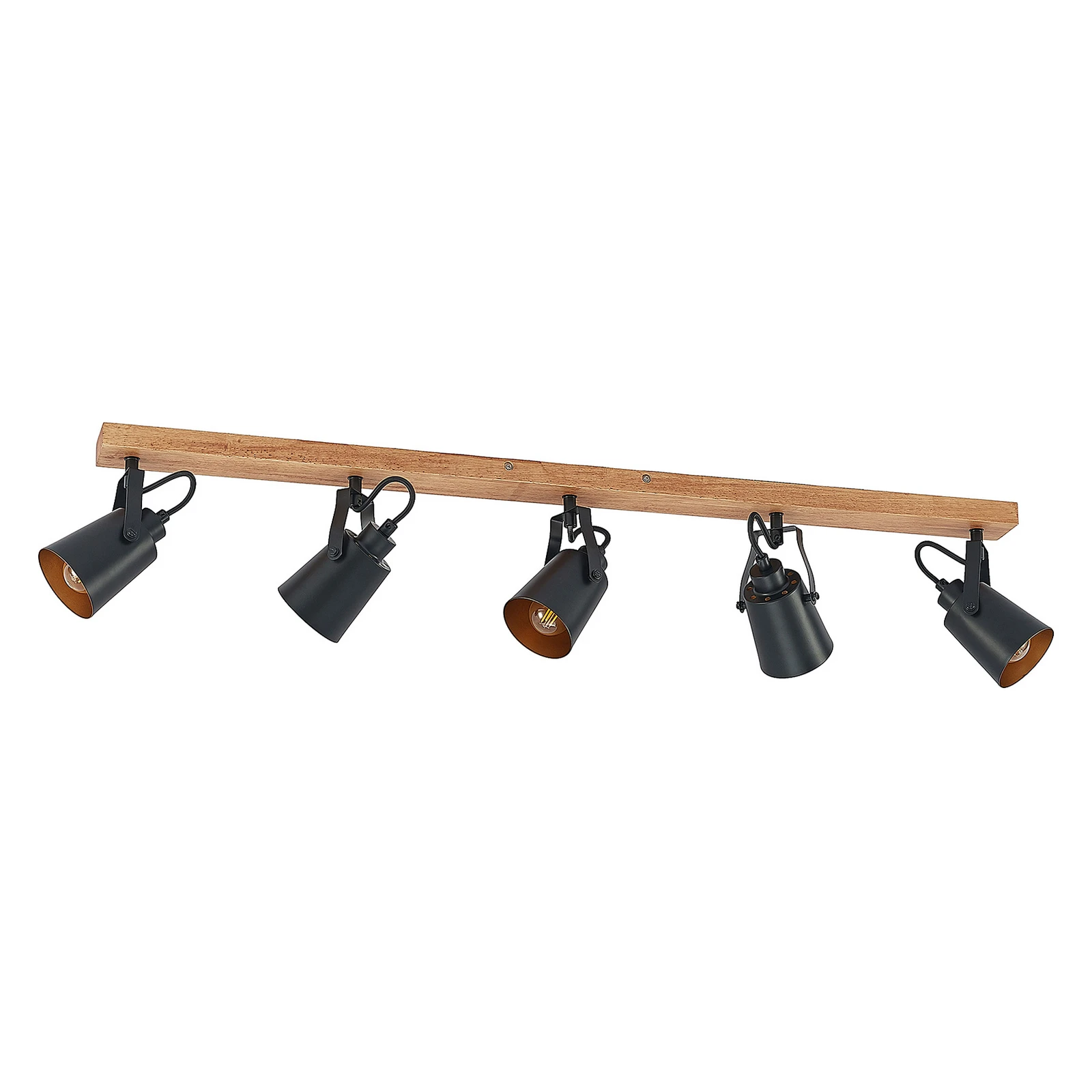 Lindby Kimban griestu prožektors, 5 gaismas, 106 cm, koks, metāls