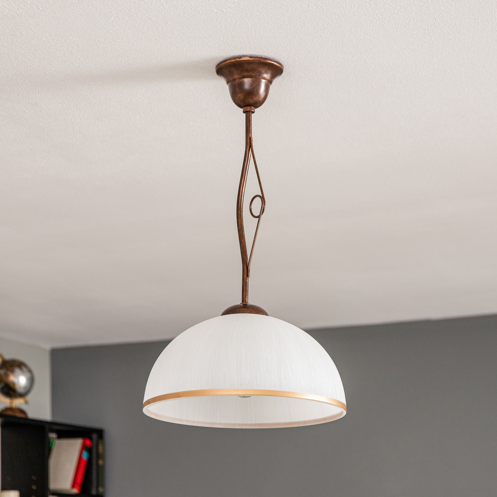 Hanglamp Roma in wit en bruin, 1-lamp