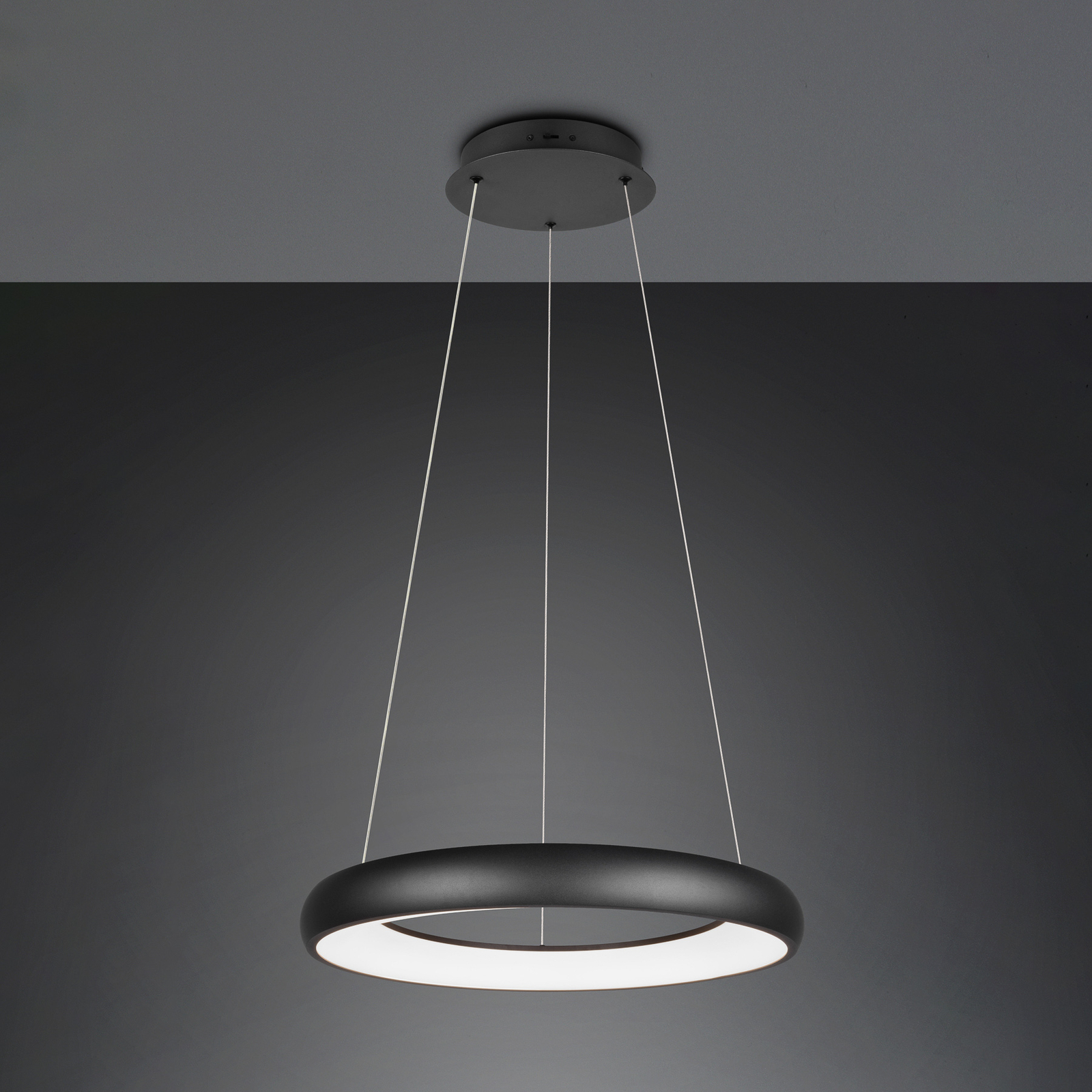 LED pendant light Cardona, Ø 62 cm, black, CCT, metal