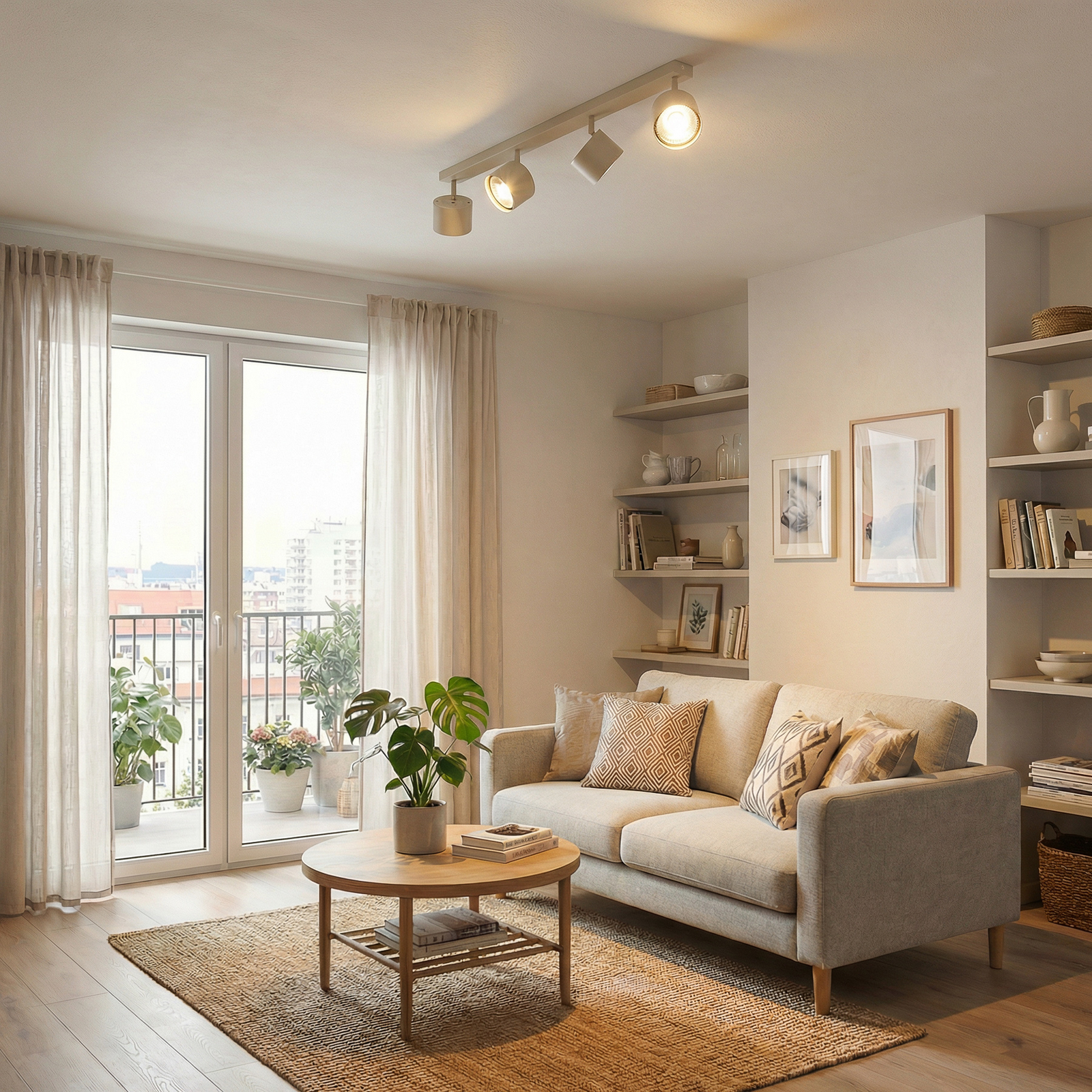 Deckenspot Chloe, creme, vierflammig, verstellbar