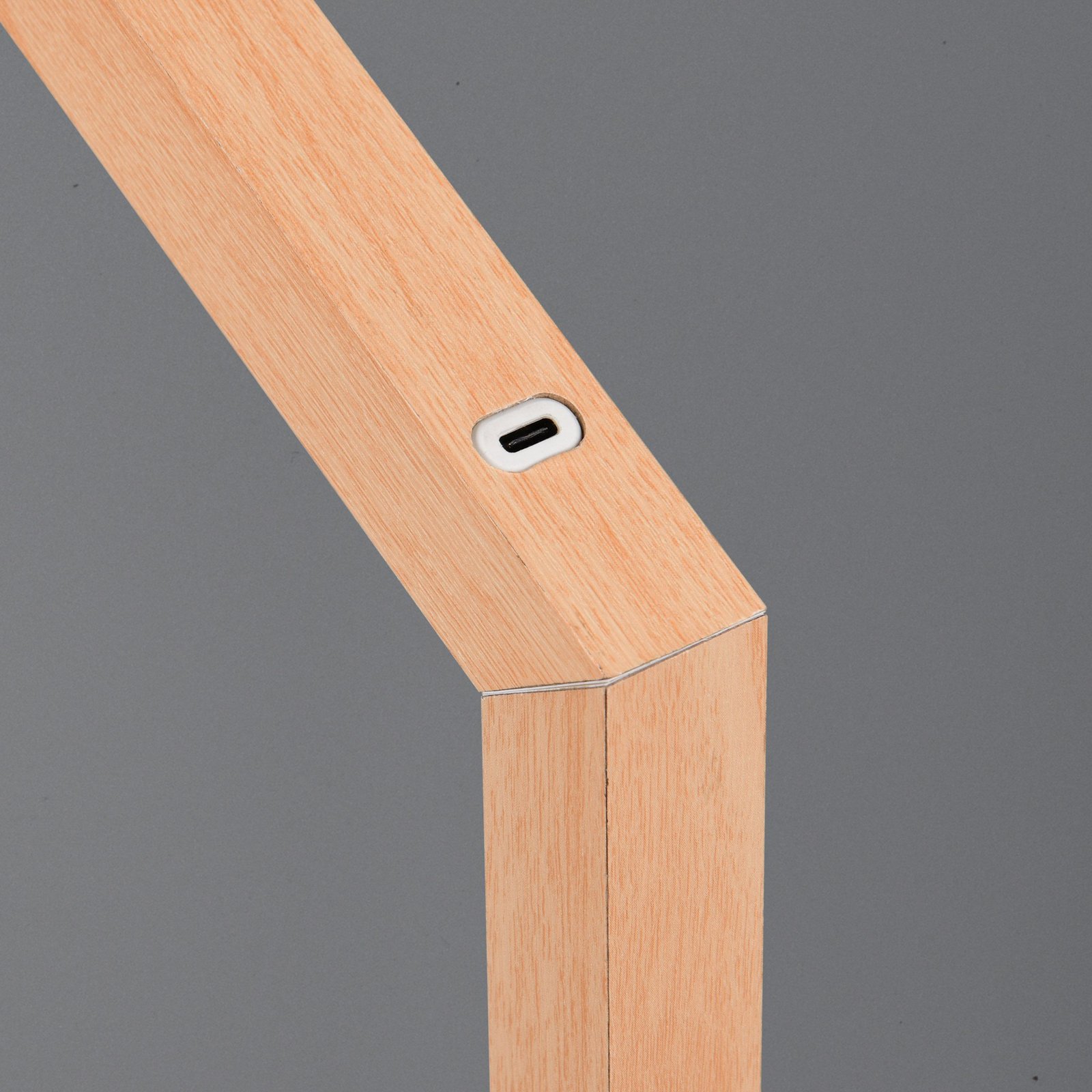 LED rechargeable table lamp Skip, MDF, wood-coloured, height 37.5 cm