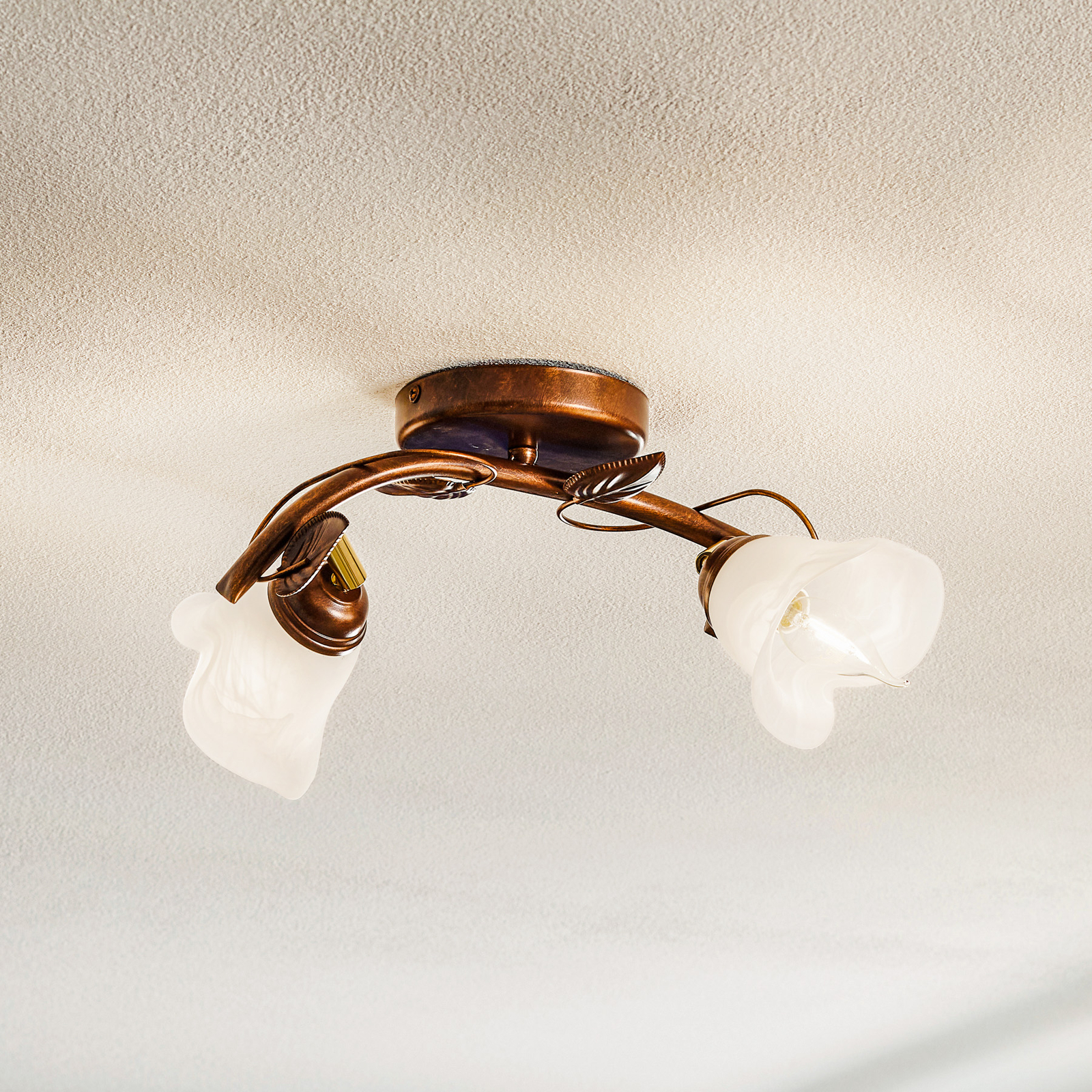 Siena ceiling light, Florentine style, two-bulb