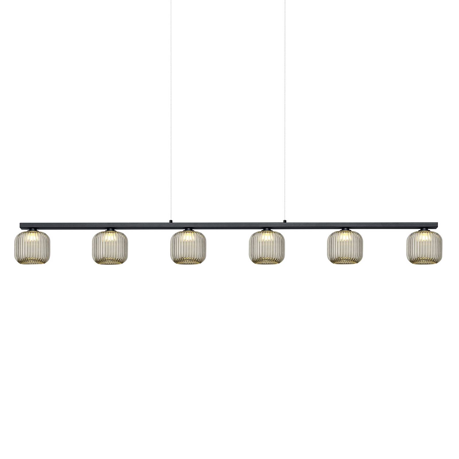 Suspension LED Loft à six lampes verre fumé