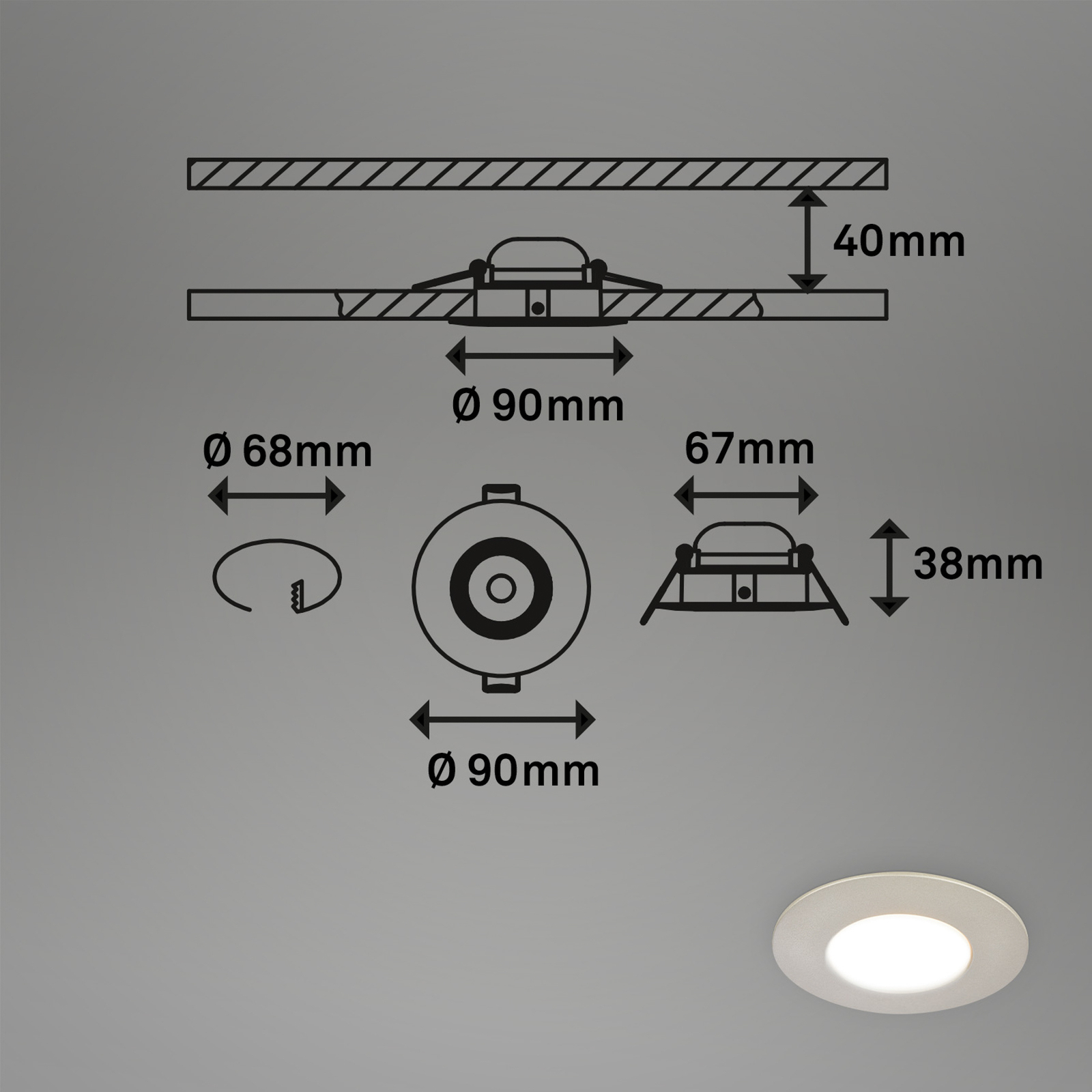 7598 LED recessed spotlight 3-pack CTS matt nickel