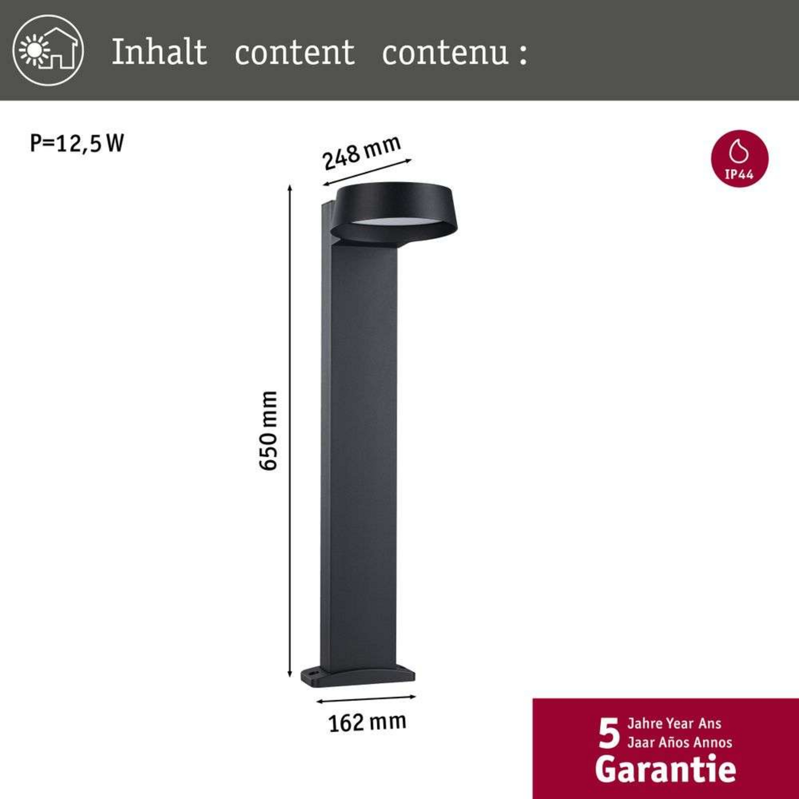 Capea Grand LED Außen Pollerleuchte IP44 Anthrazit - Paulmann