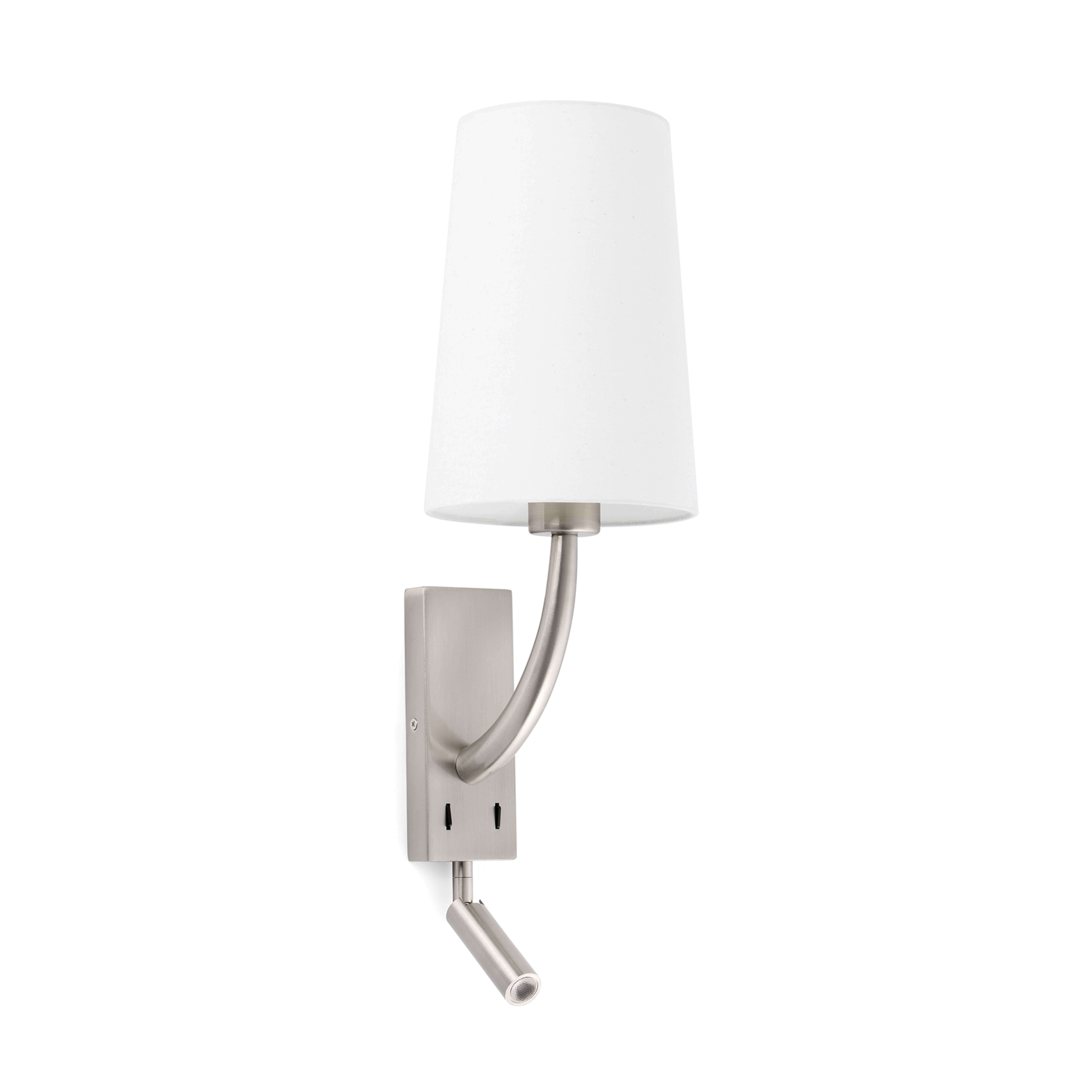 Applique Rem con lampada a LED da lettura, bianco/nichel