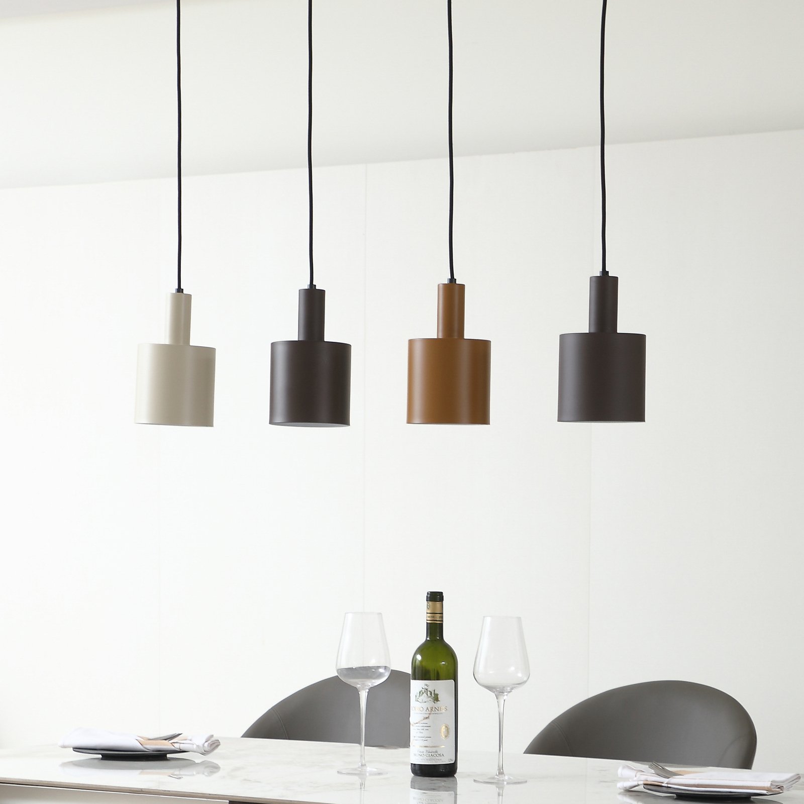 Lindby suspension Ovelia, noir/marron/beige, 4 lampes