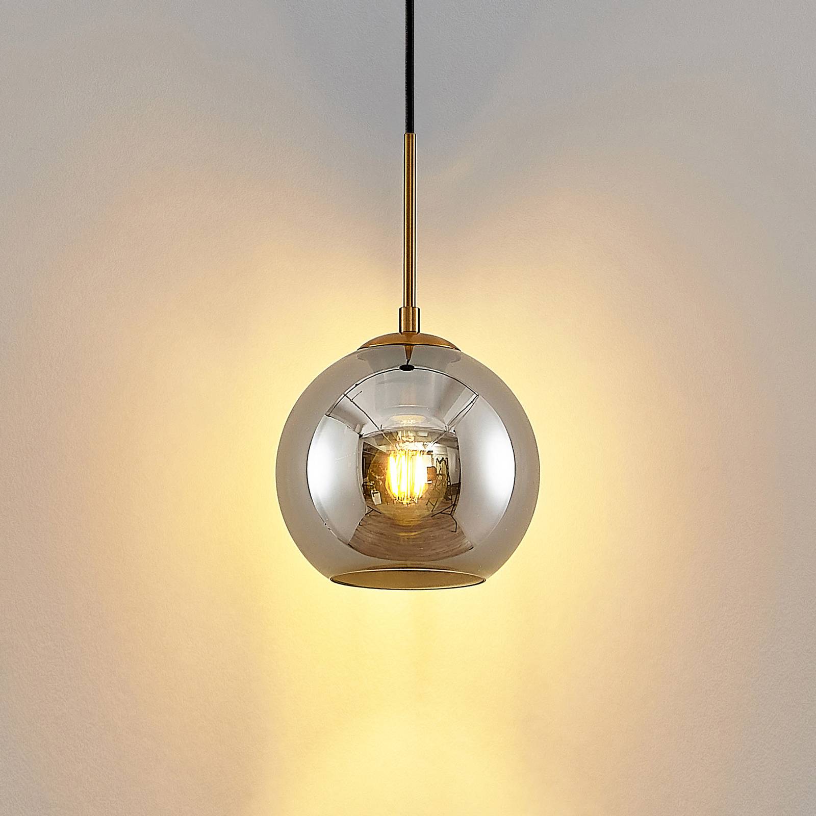 Lampa wisząca Lindby Jurian 1-punktowa, brąz/dym