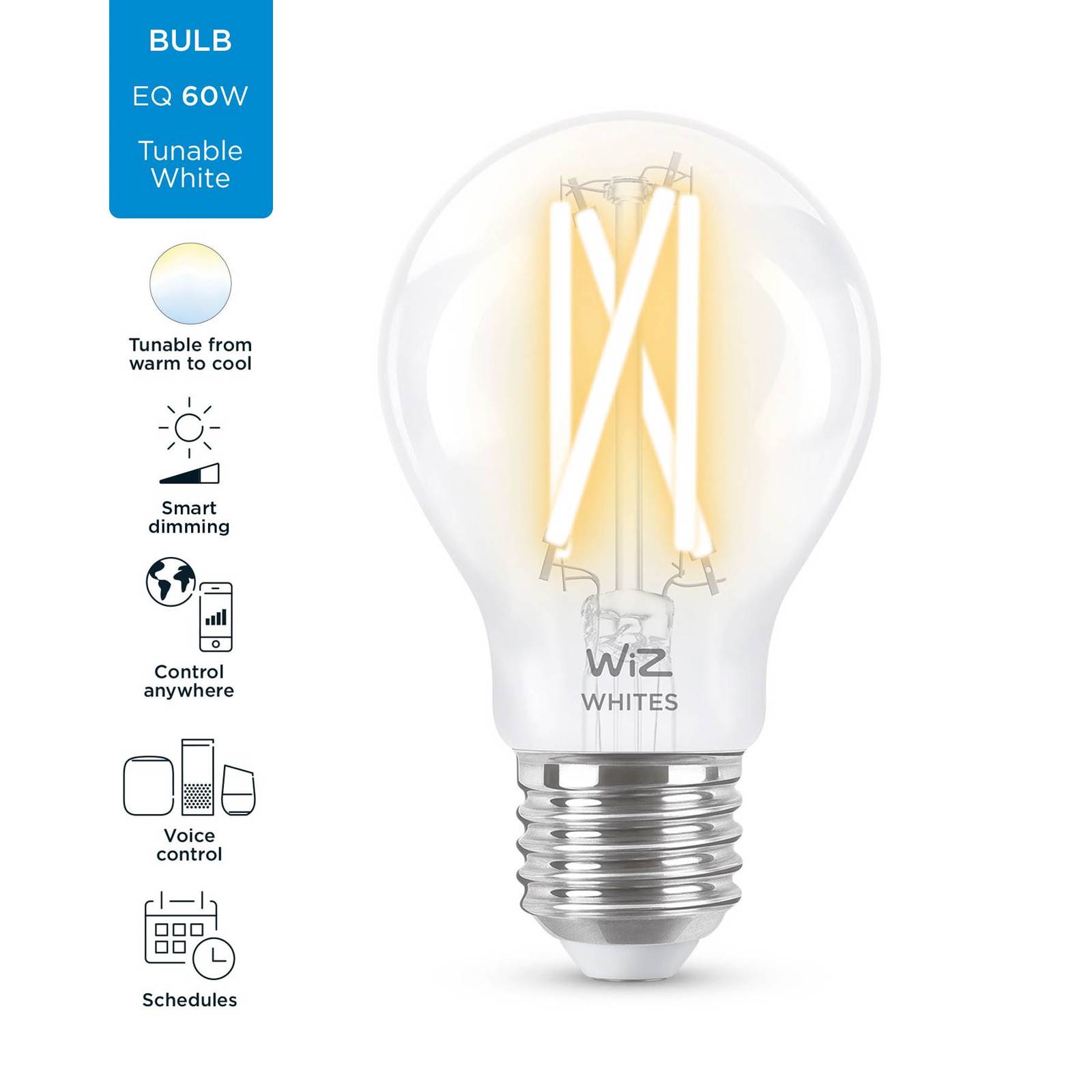 WiZ A60 ampoule LED Wi-Fi E27 7W transp CCT