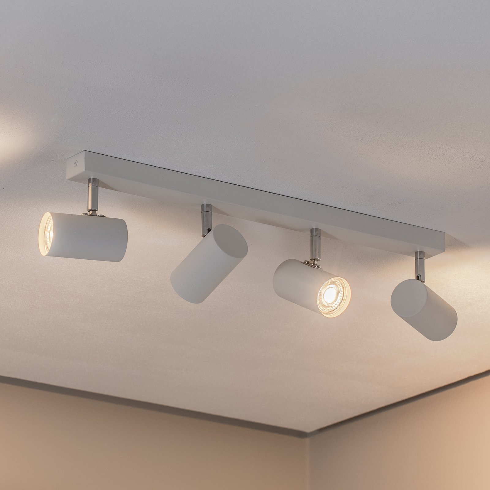 Spot pour plafond Tag, blanc/chrome, acier, à 4 lampes