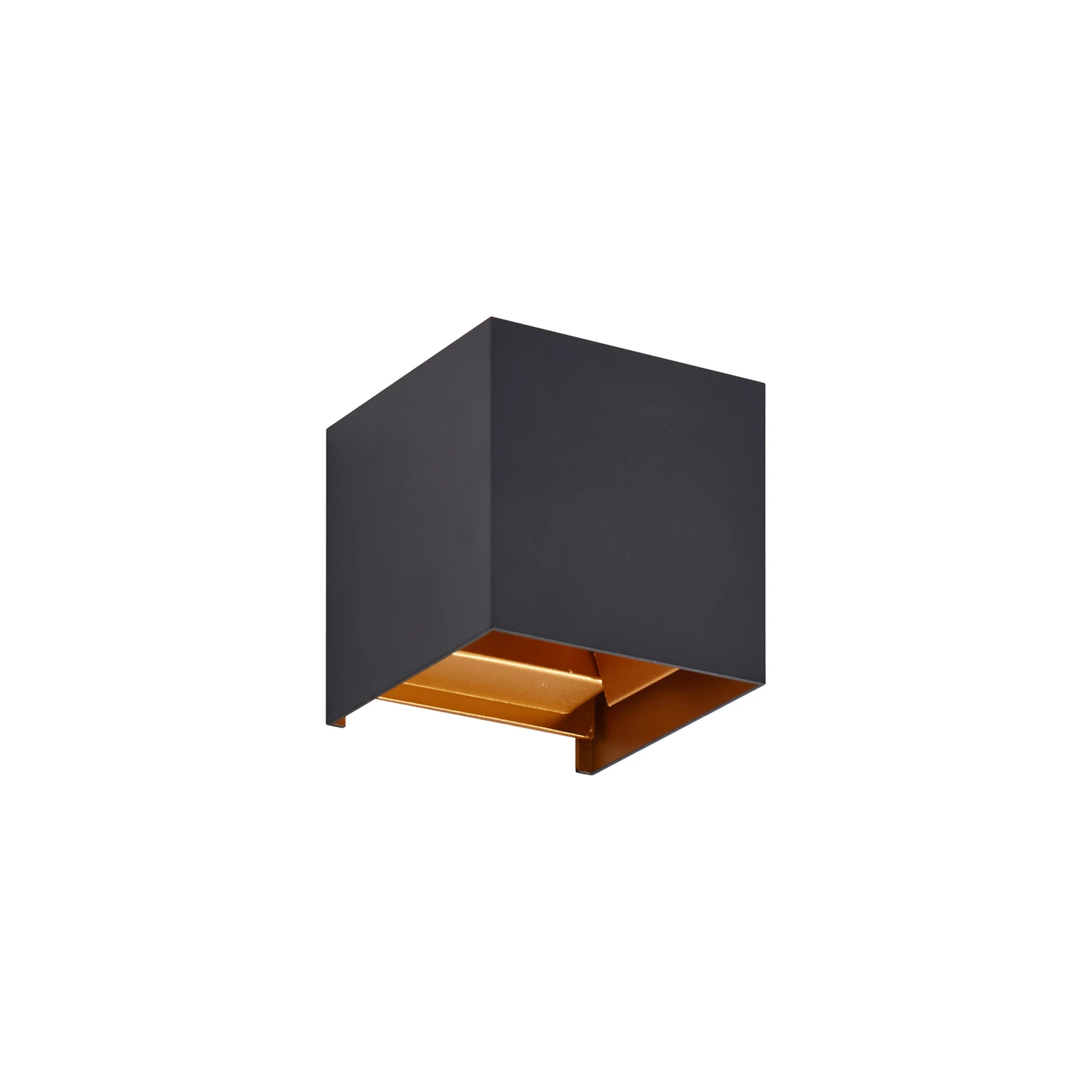 Lindby LED-Außenwandlampe Nivar, eckig, schwarz/gold, 10cm