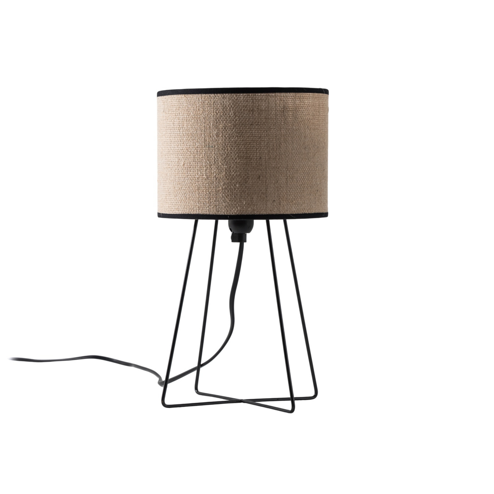 Lampe à poser Trixi avec structure en fil métallique brun/noir, tissu Lampe à poser Trixi avec structure en fil métallique brun/noir, tissu