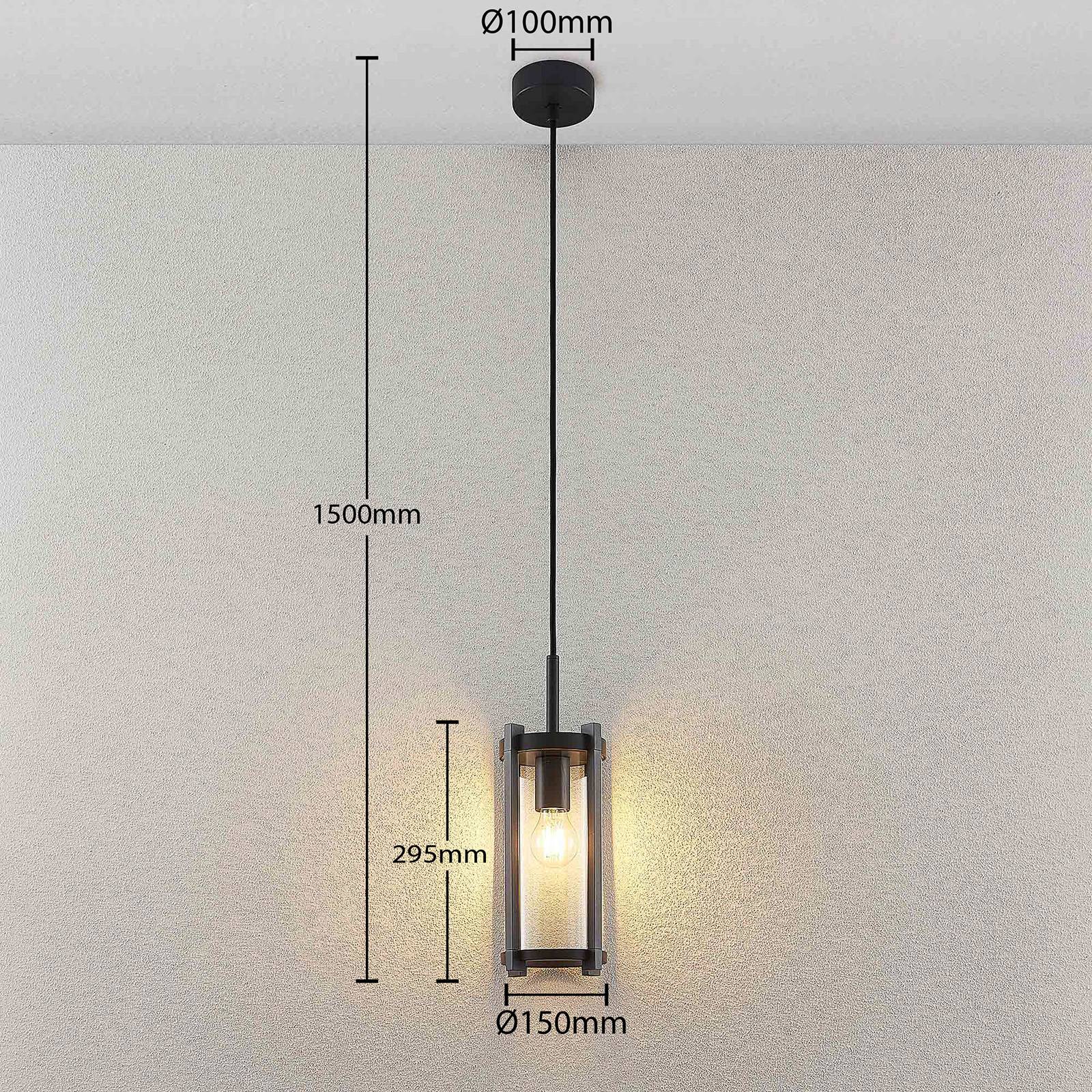 Lampa wisząca zewnętrzna Lucande Brienne, antracyt, aluminium, Ø 15 cm