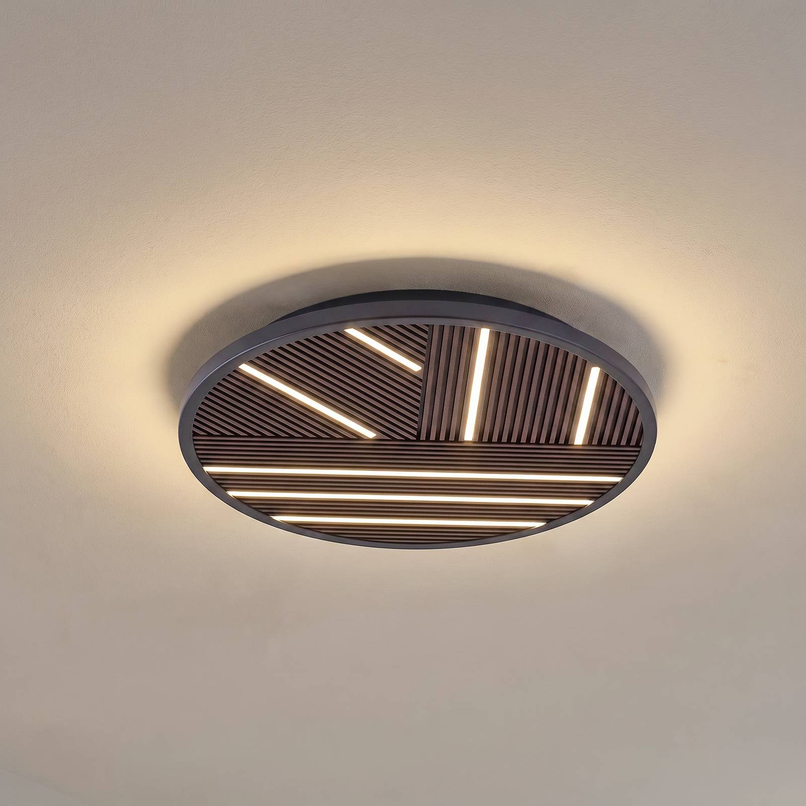 Orven LED-loftlampe, Ø 50 cm, dæmpbar, træ Lucande - Stue - Moderne - Metal - Med én lyskilde