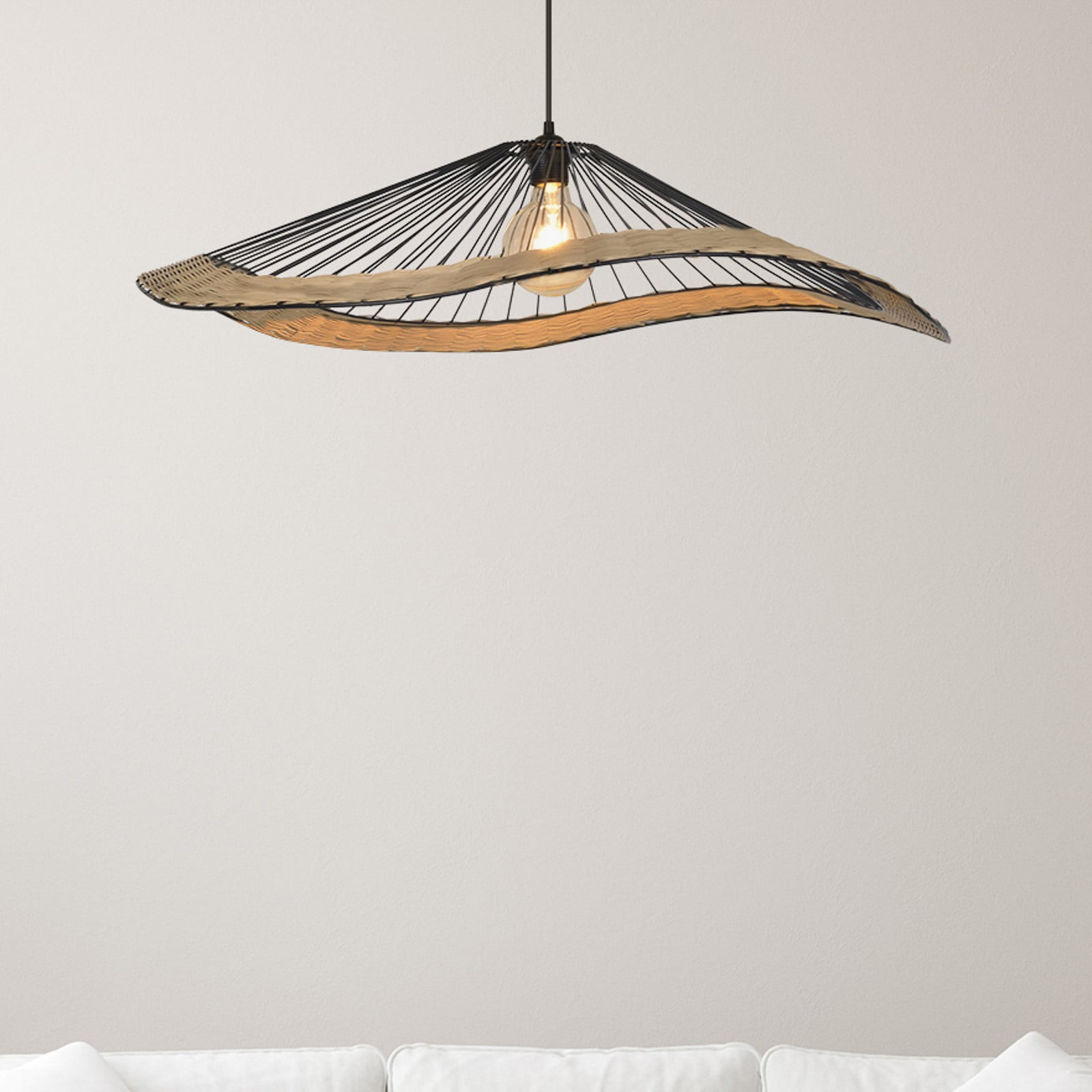 COREP Lampă suspendată Mekong negru înălțime 18 cm metal/rattan - Camera de zi / sufragerie - negru natural