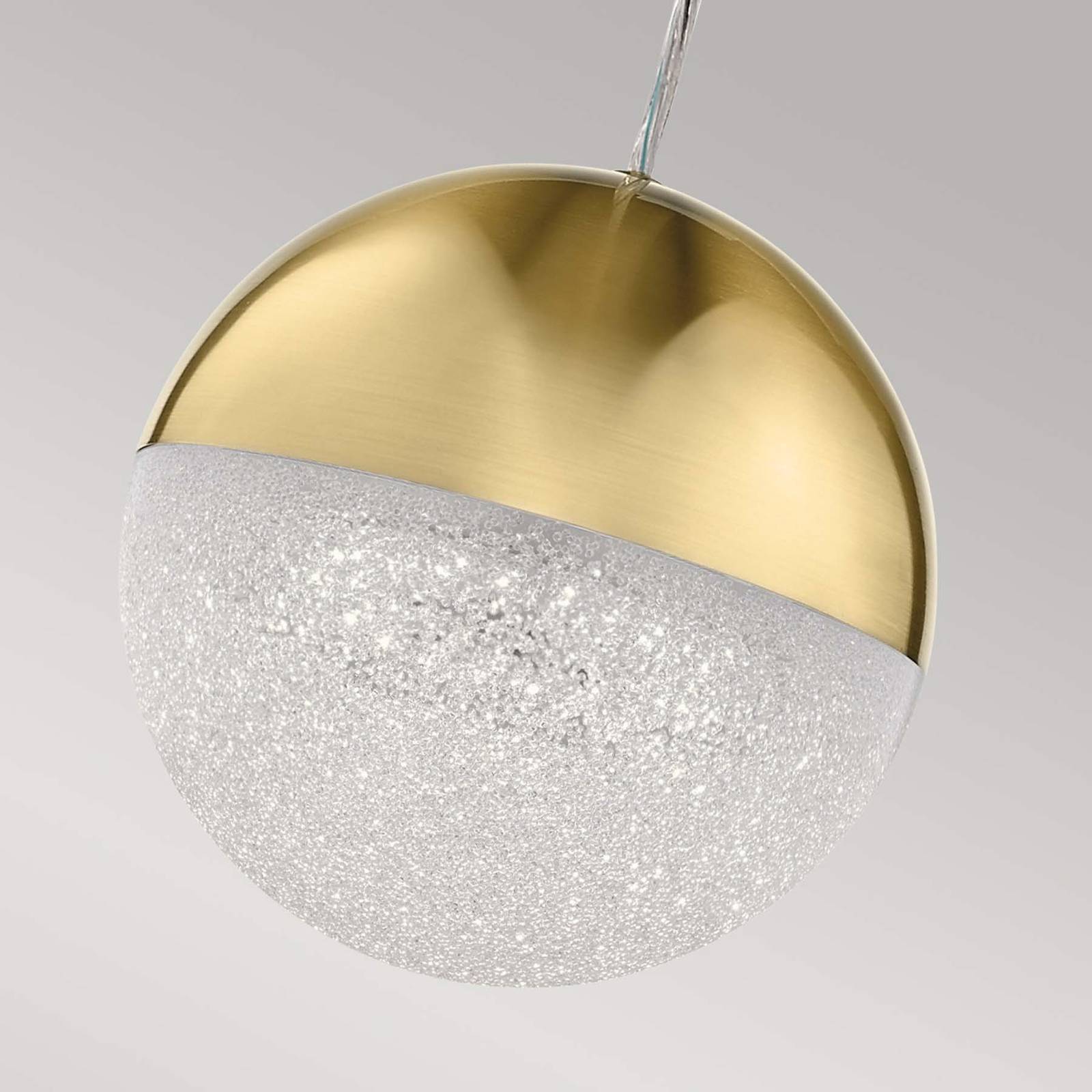 Závesné svetlo LED Moonlit, zlatá farba, hliník, Ø 20 cm, guľa