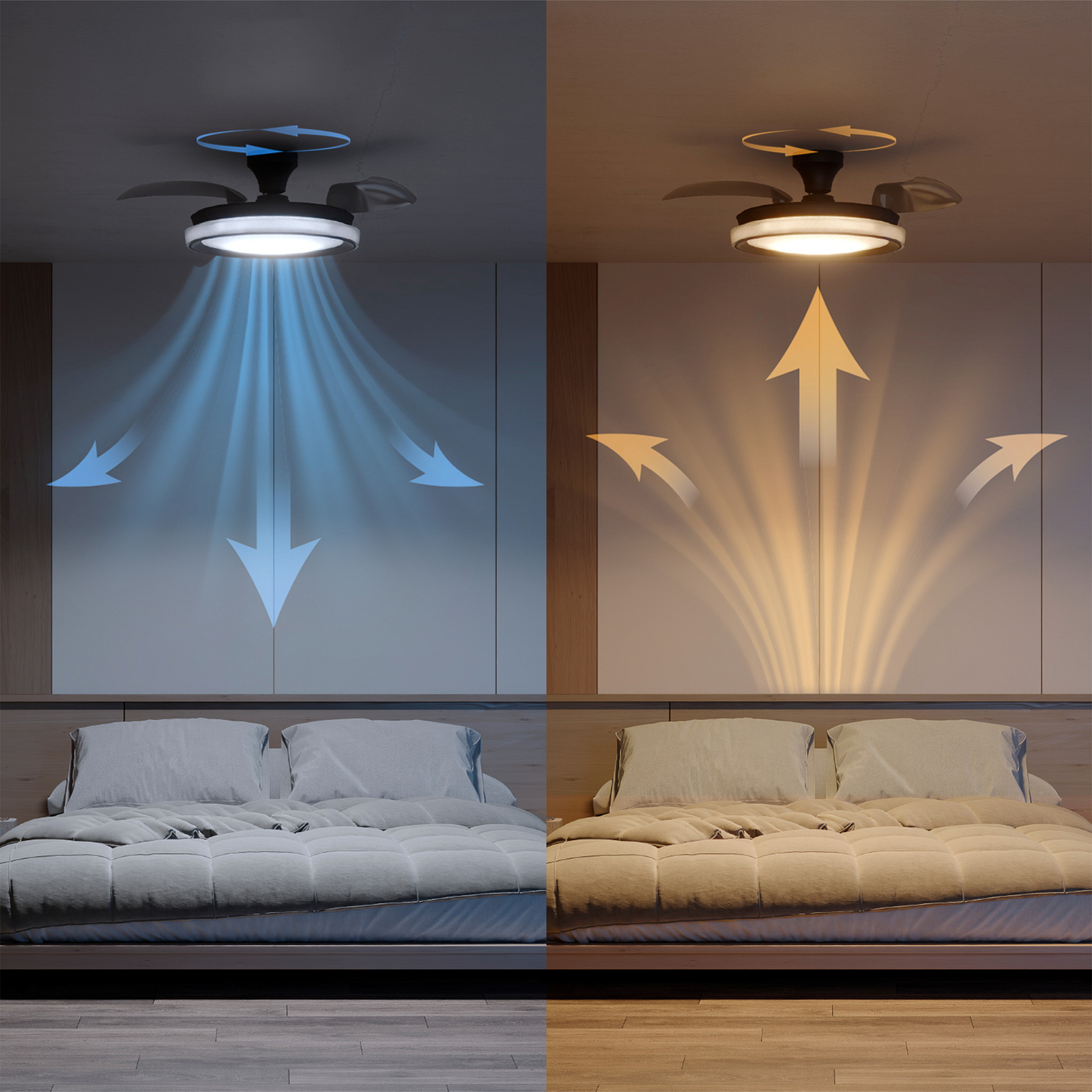 Wentylator sufitowy LED Philips Bliss czarno-biały, cichy, CCT