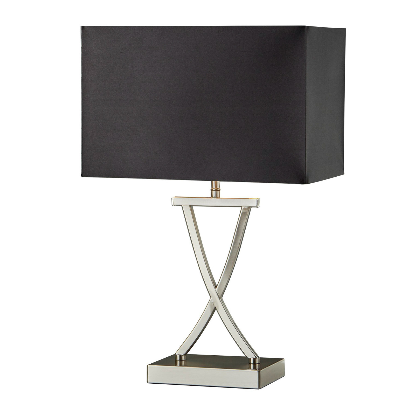 Club fabric table lamp, satin silver/black