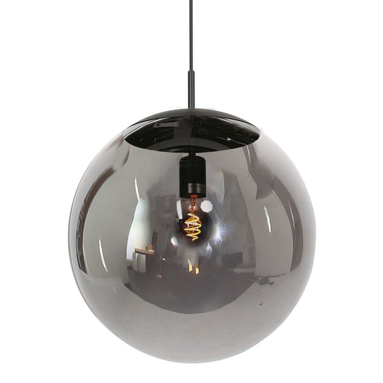 Bollique pendant light, black, Ø 40 cm, glass, 1-bulb, ball