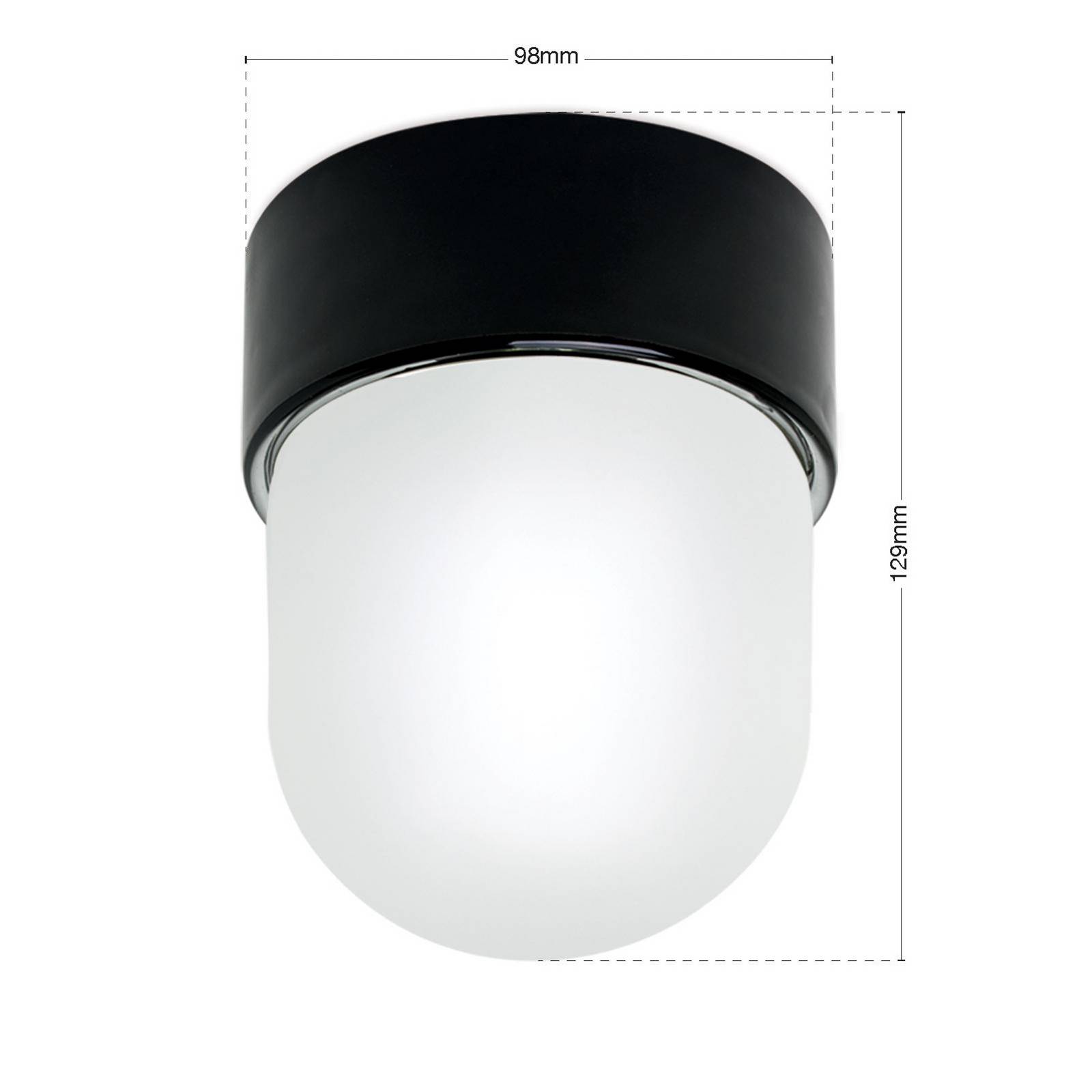 Deckenleuchte Ostia, schwarz, Keramik, Glas satiniert, E27 günstig online kaufen