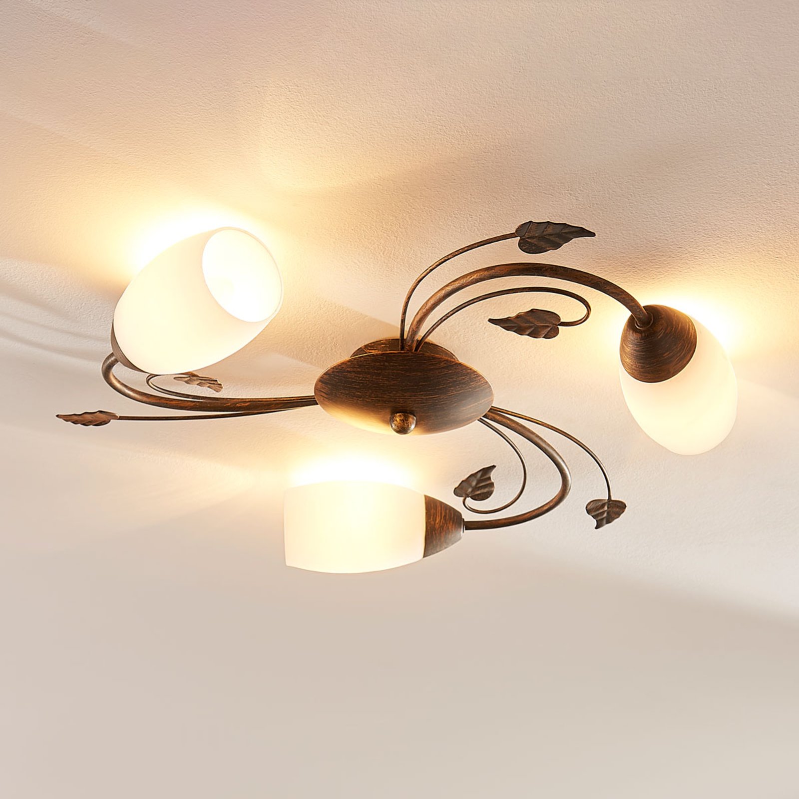 Stefania ceiling light, three-bulb