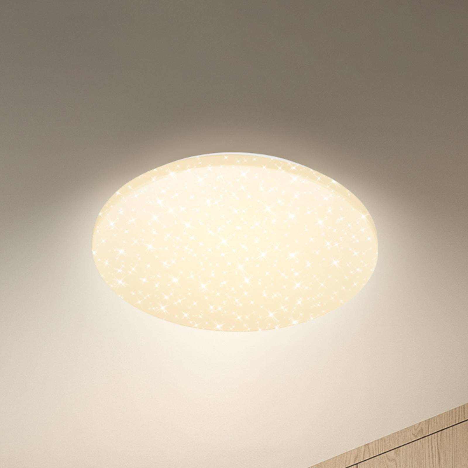 Lampa sufitowa LED Luminus, CCT, Ø 34 cm, biała, gwieździste niebo