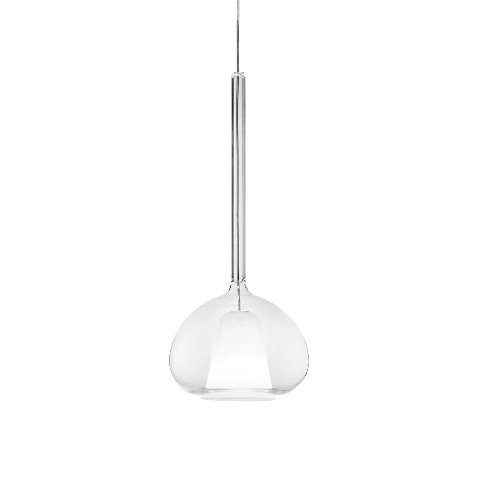 Pendelleuchte Beba, G9, fünf klare Glasschirme