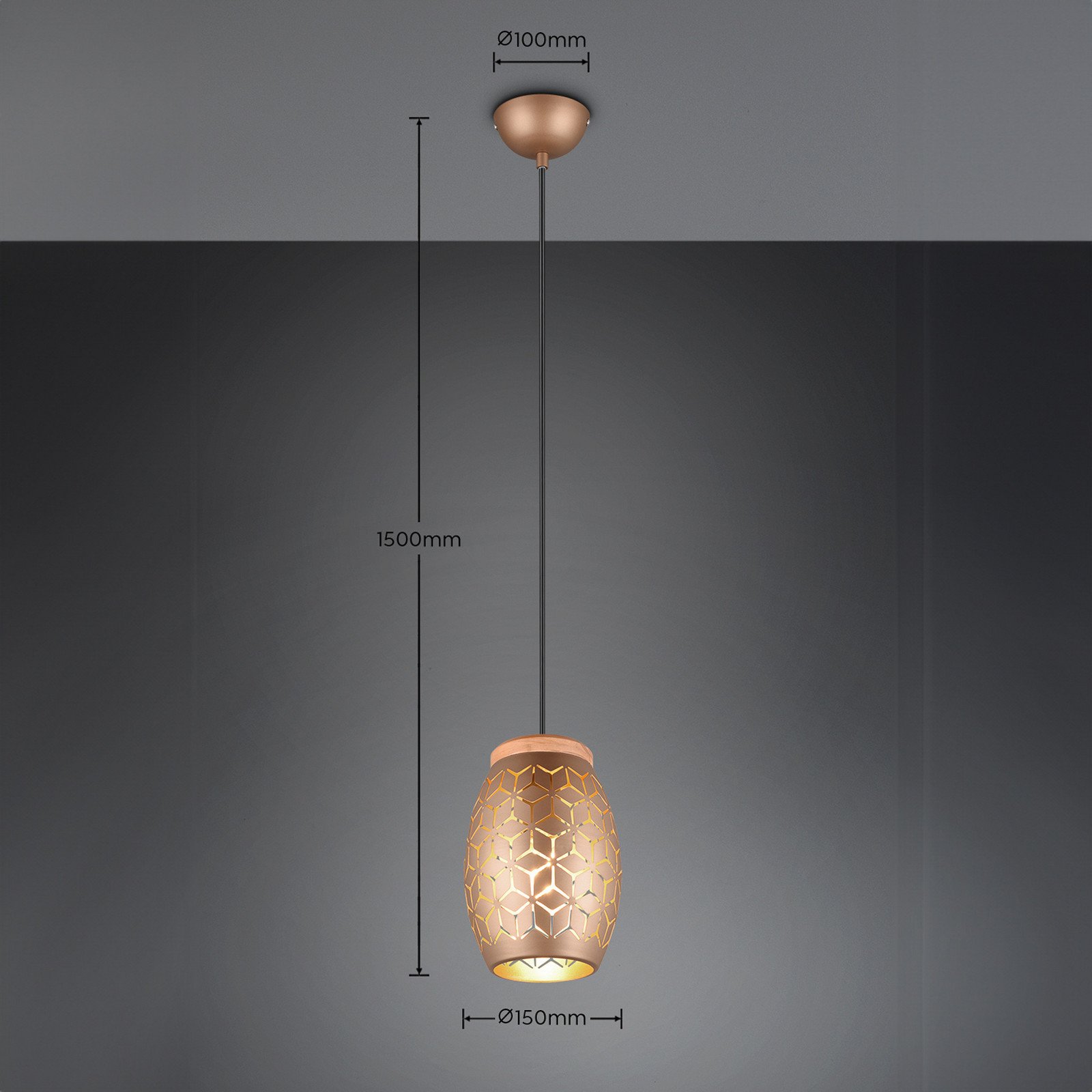 Reality Leuchten Lampă suspendată Bidar Ø 15 cm maro cafea metal - Camera de zi / sufragerie - modern