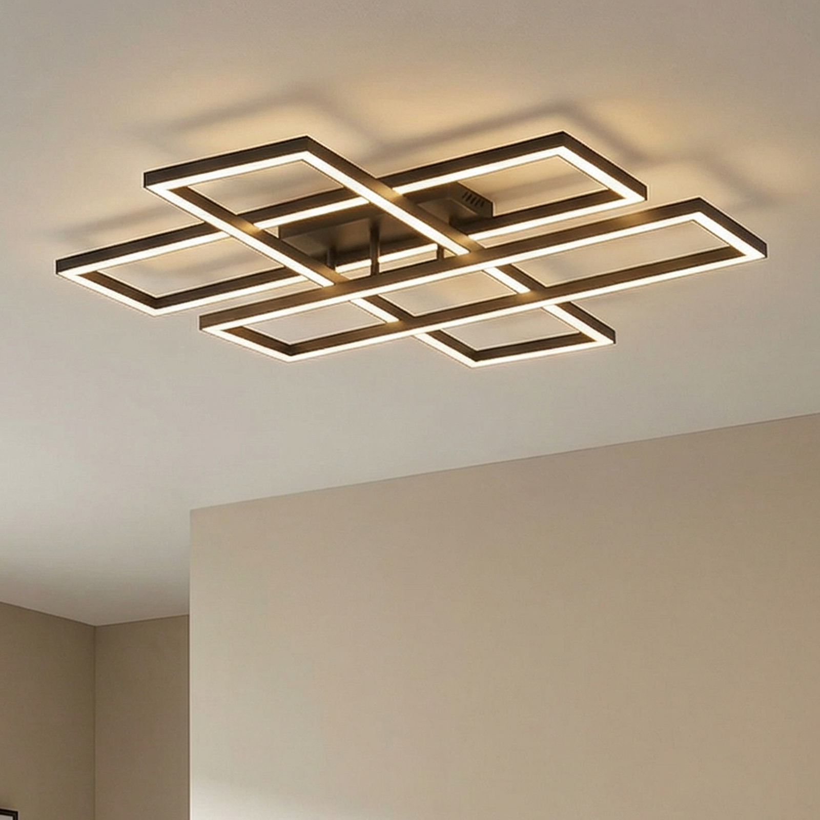 Stropní svítidlo Lucande LED Tjado, délka 94 cm, černá barva, kov