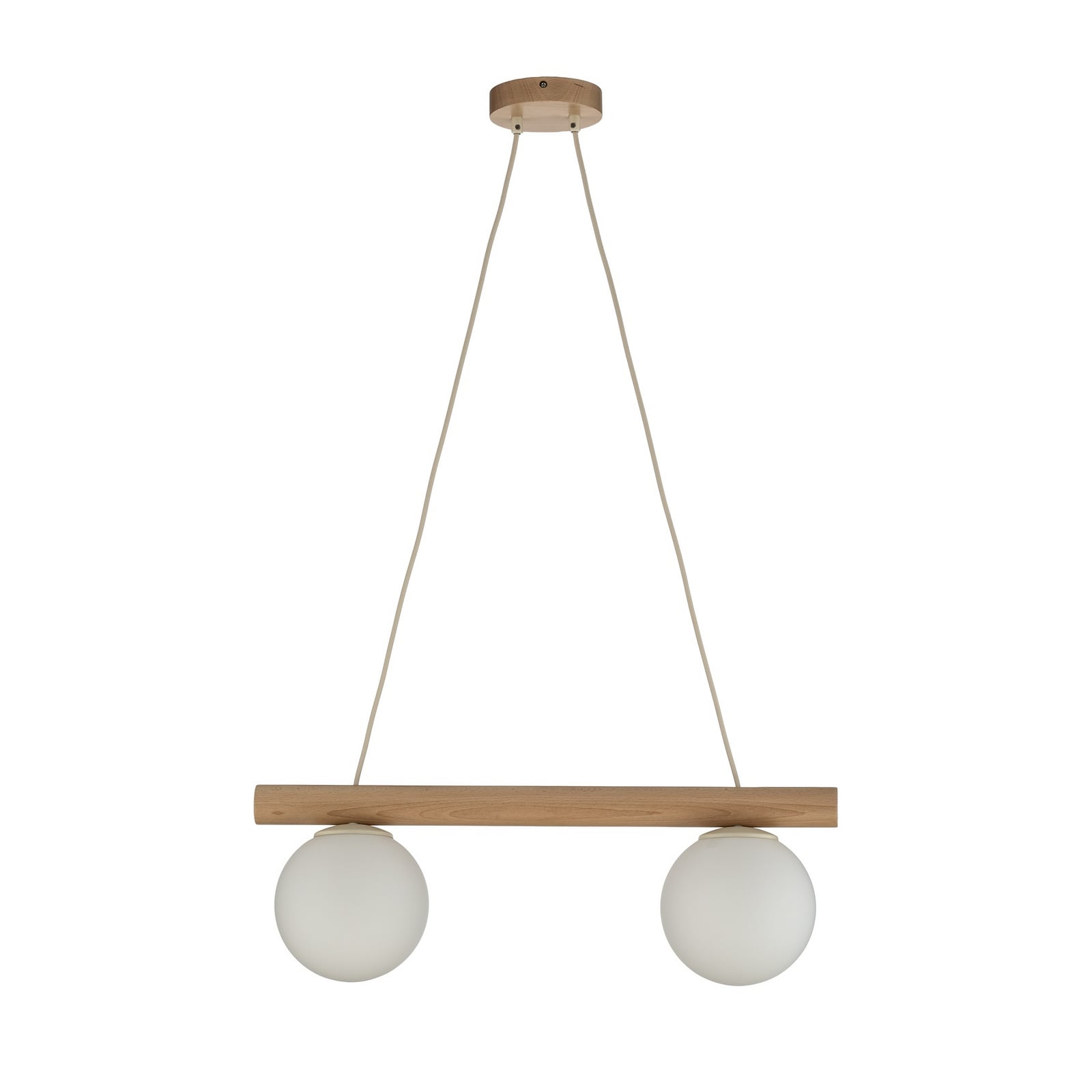 Hängeleuchte Woodstock, sandfarben, Holz/Metall, 2-flammig,