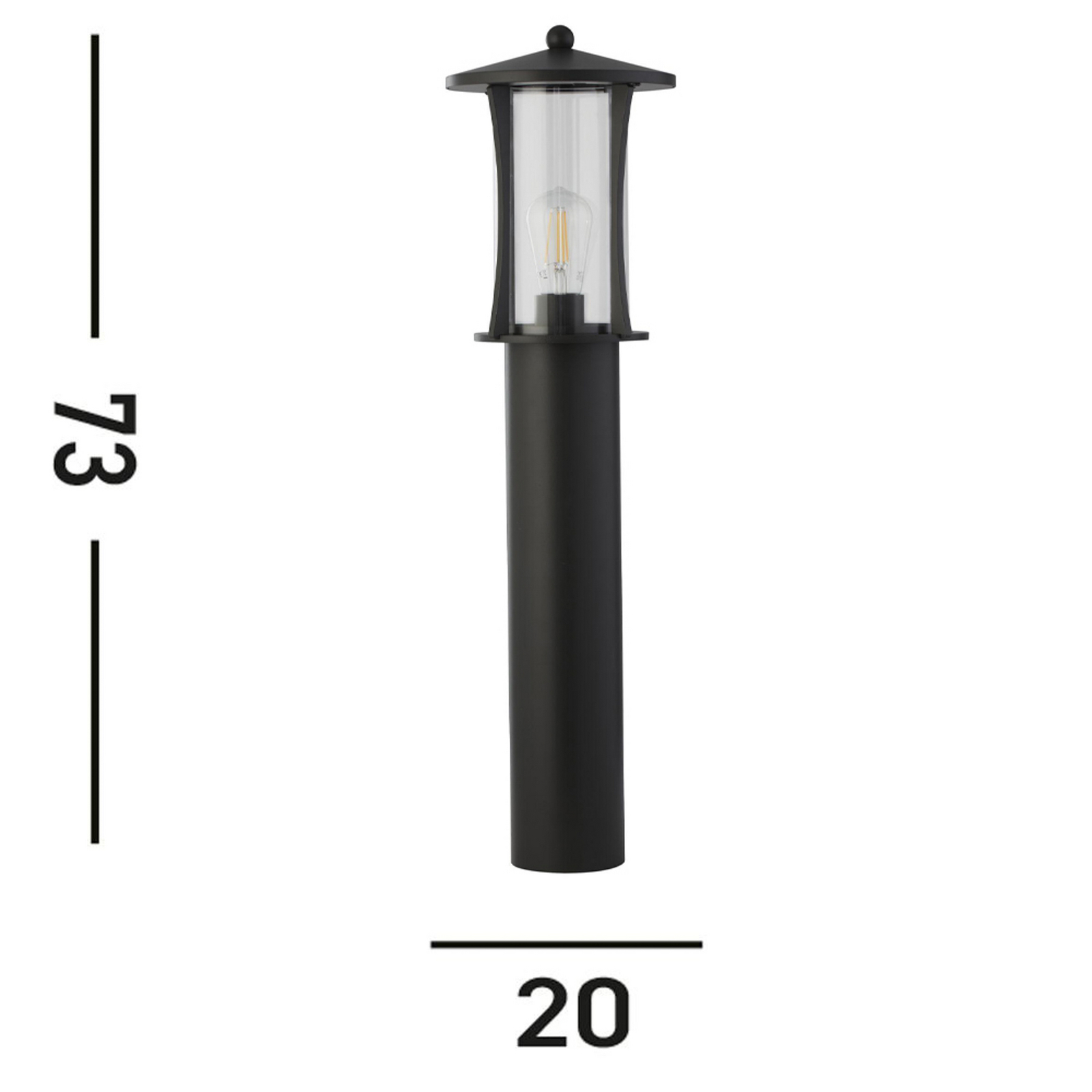 Borne lumineuse Pagoda, IP44, noir, hauteur 73 cm, métal