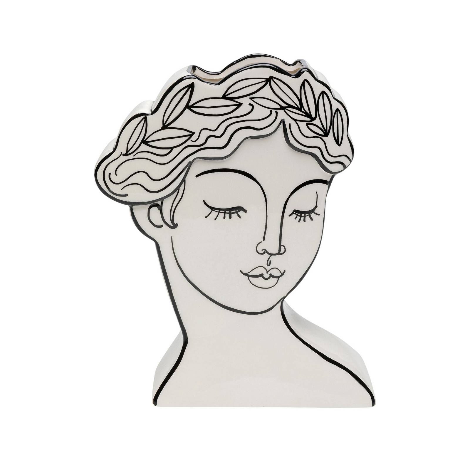 KARE Vase Favola Lady, Höhe 25 cm, Keramik, schwarz/weiß